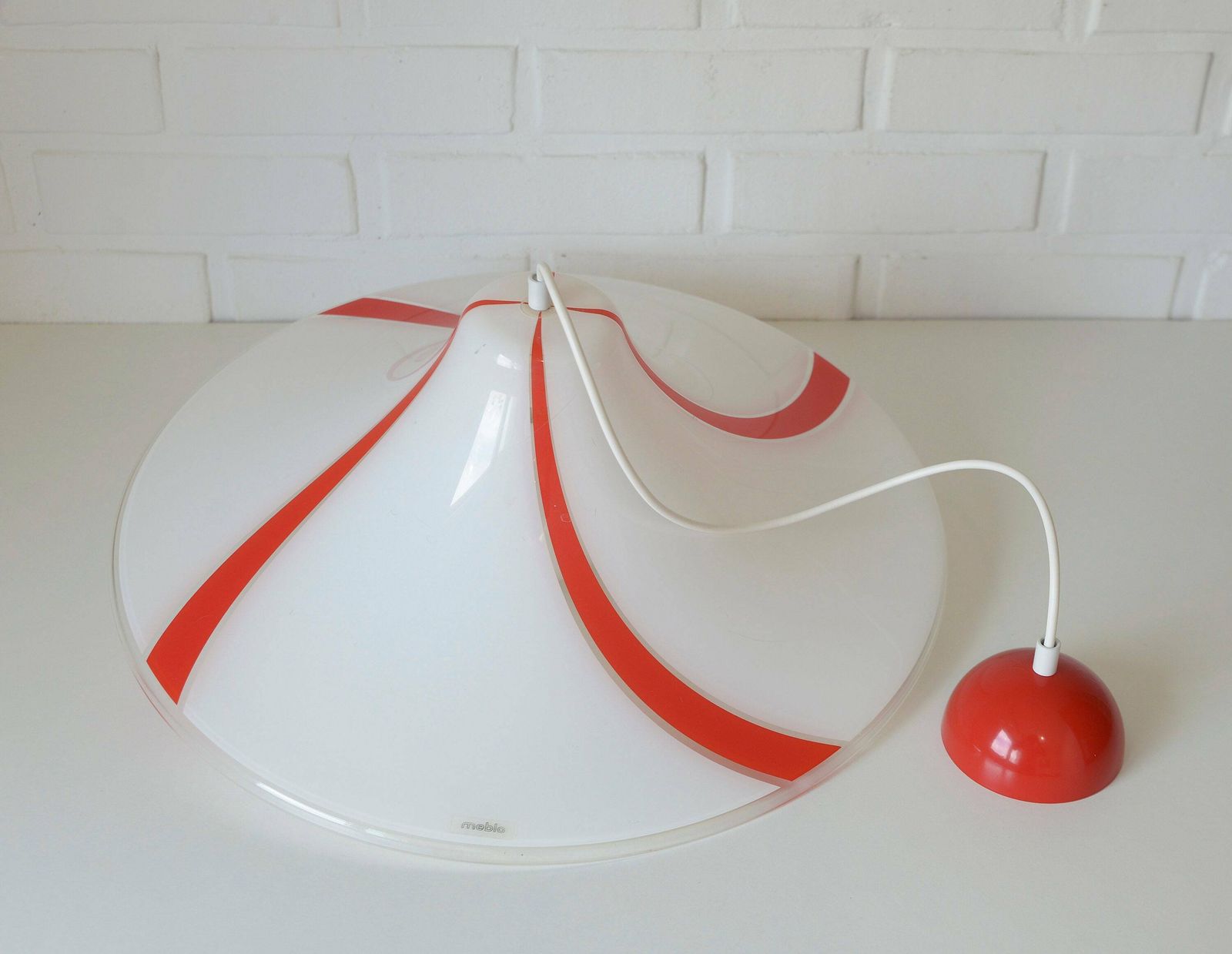 Vintage Hanging Lamp / Pop Art / Plastic Trumpet / Meblo / Albatros / Pendant Light / Mcm Light Fixture / 1970's Yugoslavia / Cool Lamp photo vinterior