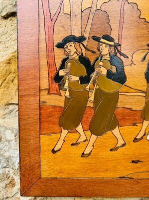 Wood Carved Folk Art Panels, 1940s, Set Of 2 photo Art
