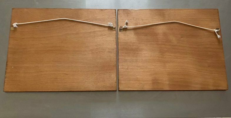 photo vintage Wood Carved Folk Art Panels, 1940s, Set Of 2
