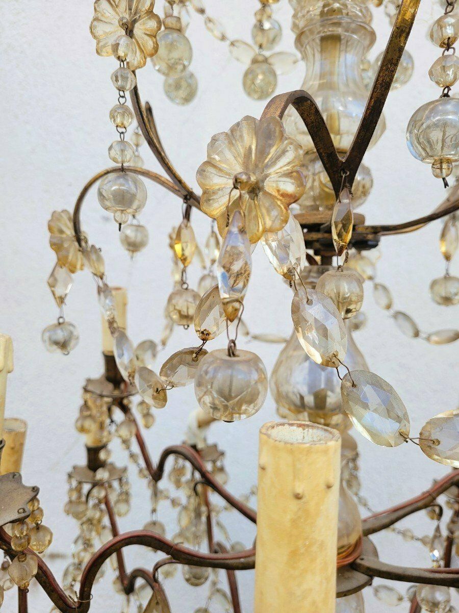 Large Cage Chandelier With Tassels, 18 Lights, Late 19th Early 20th Century photo vinterior
