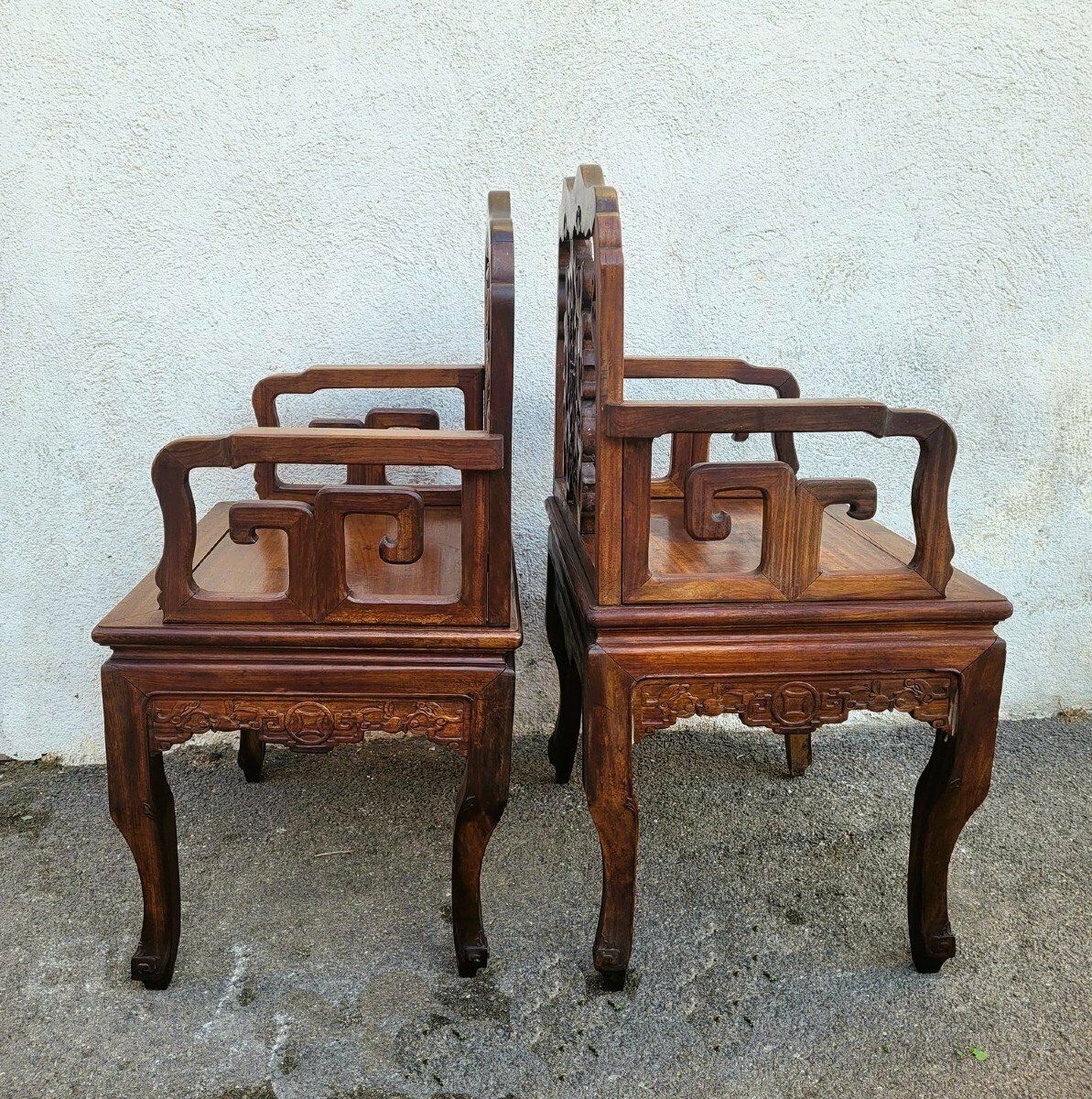 Pair Of Carved Wooden Armchairs, China, Late 19th Early 20th Century photo Furniture