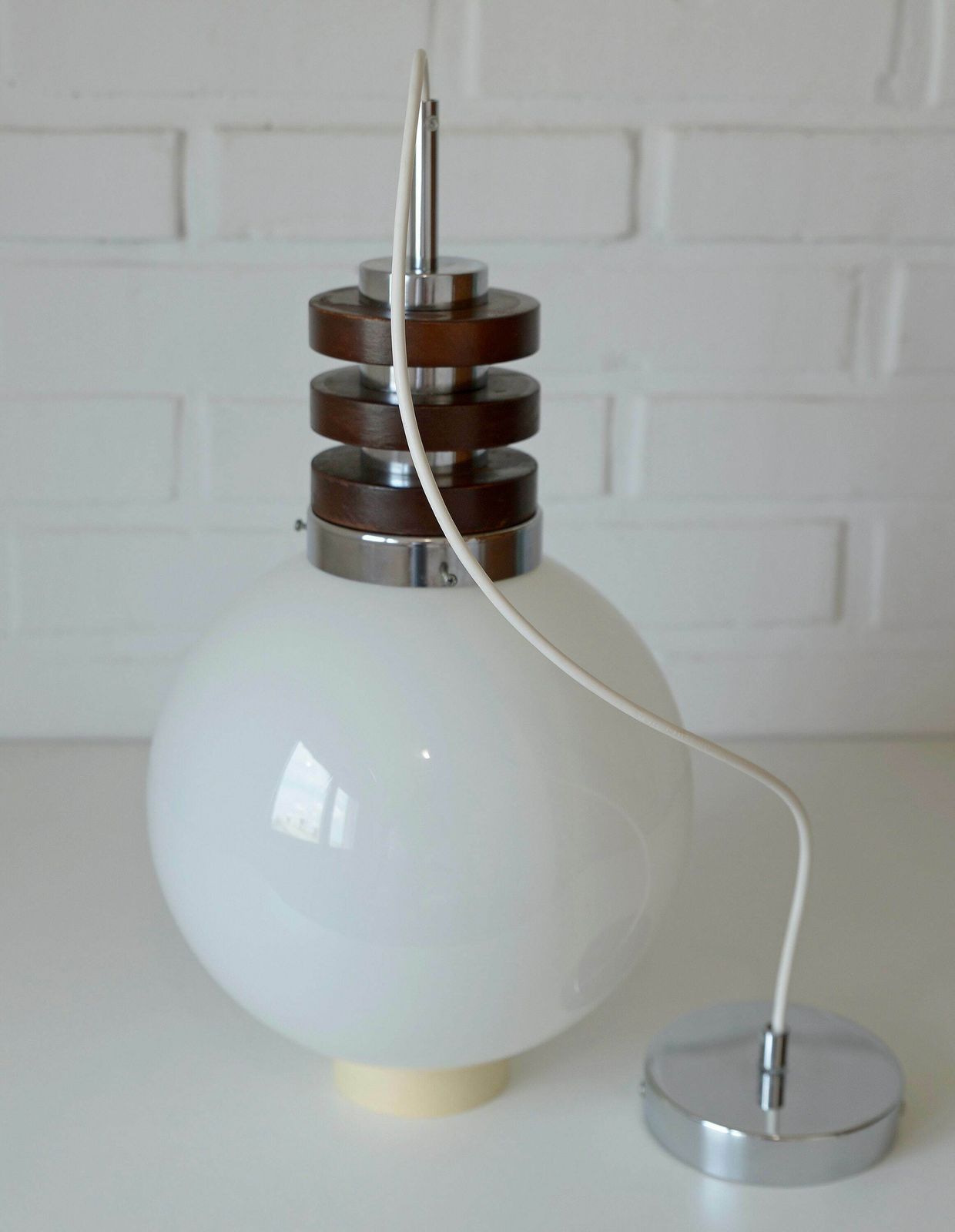 Vintage Pendant Light / Mid Century Modern / Space Age / Hanging Lamp / Glass Light Fixture / Yugoslavia 1970's / Retro Lamp / Chandelier photo vintage