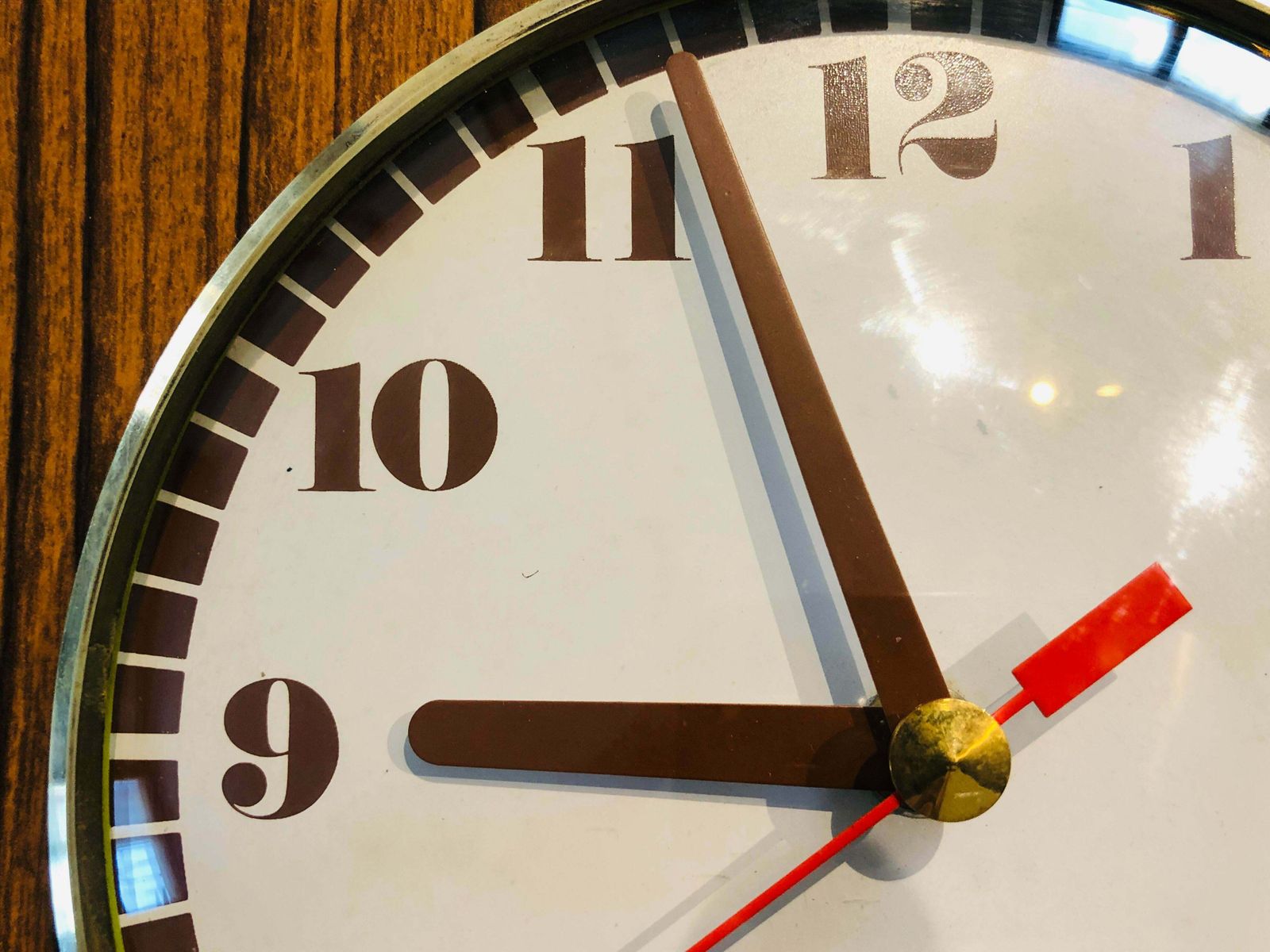 Mid Century Brass And Formica Wall Clock From Jaz, 1970s photo Home Decor