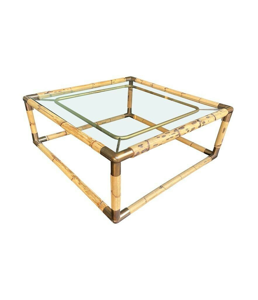 An Italian 1970s Bamboo And Brass Coffee By By Giovanni Banci For Banci Firenze,