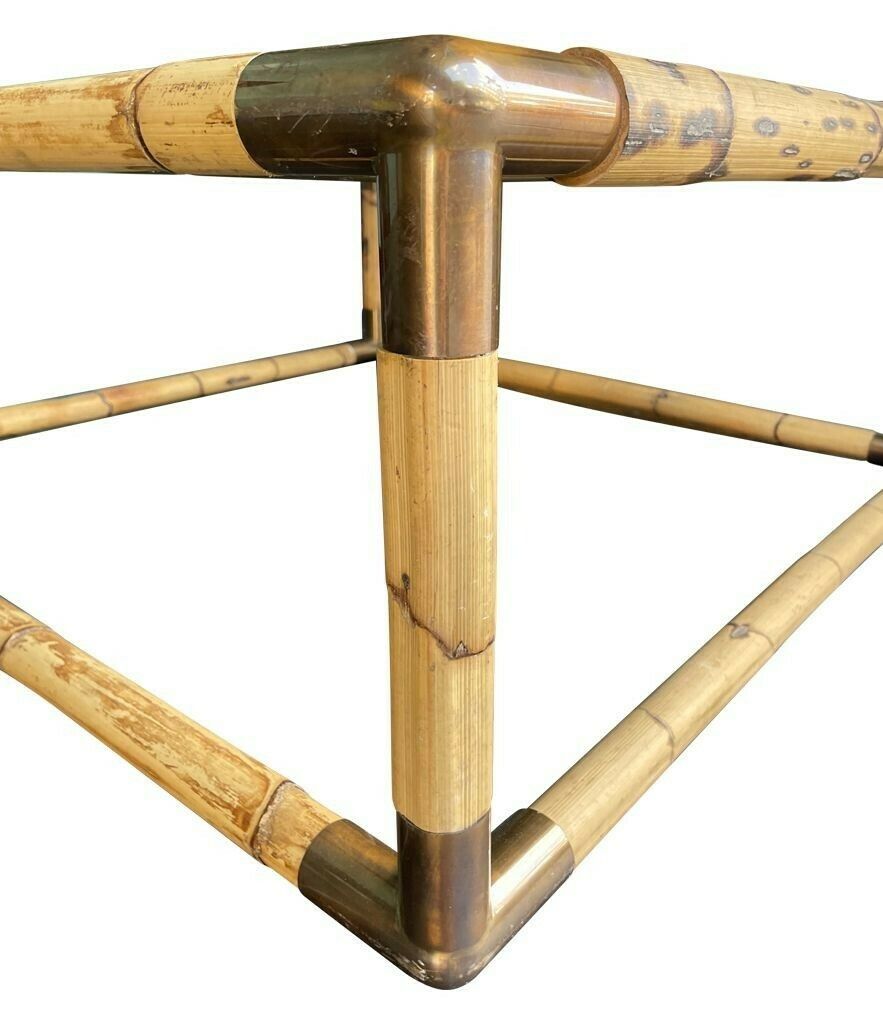 An Italian 1970s Bamboo And Brass Coffee By By Giovanni Banci For Banci Firenze, photo vinterior
