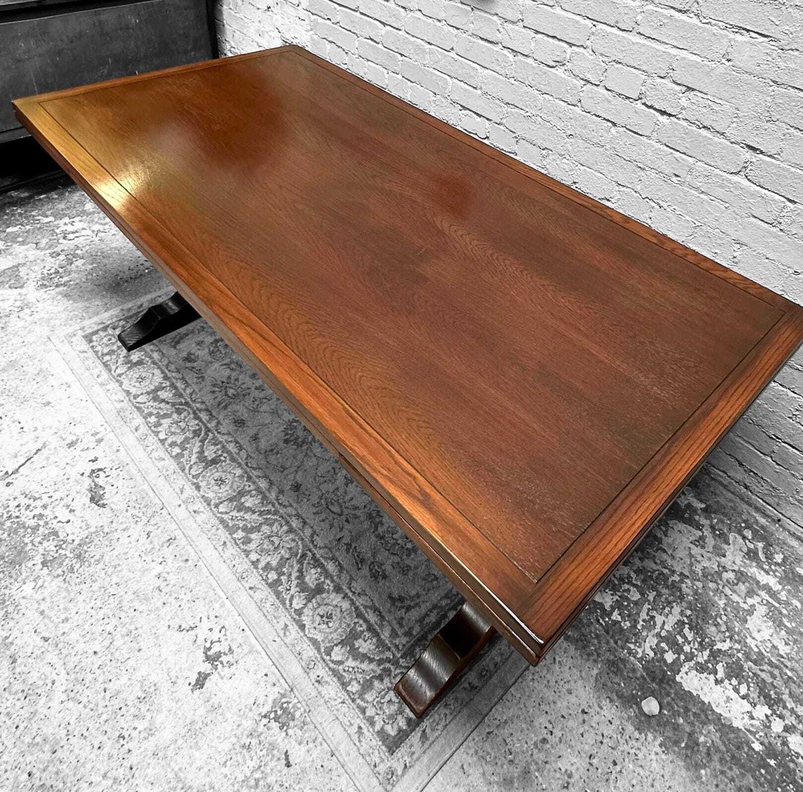 Vintage Old Charm Wood Bros Large Oak Extending Draw Leaf Dining Table C1960 / Seats 8 10 photo for sale