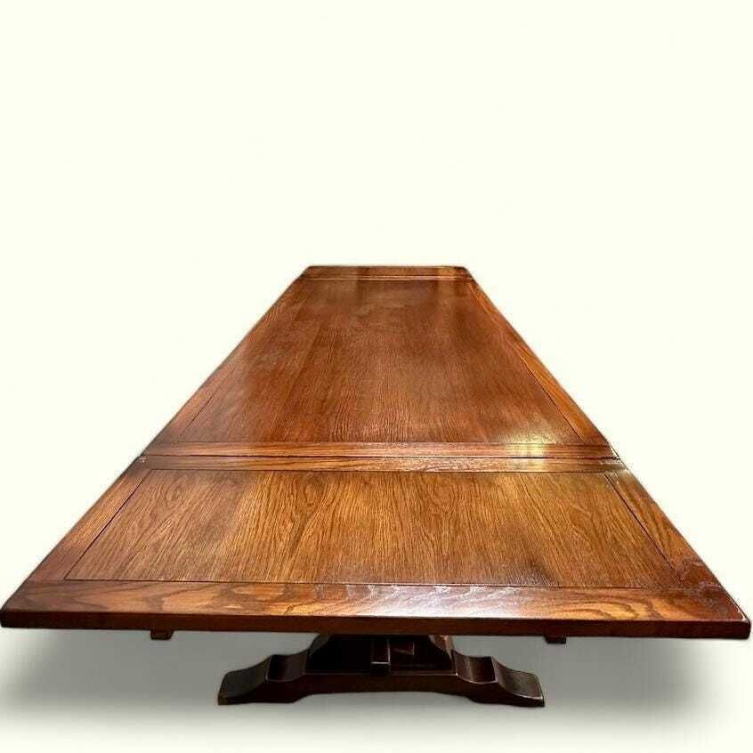 Vintage Old Charm Wood Bros Large Oak Extending Draw Leaf Dining Table C1960 / Seats 8 10 photo 700.0