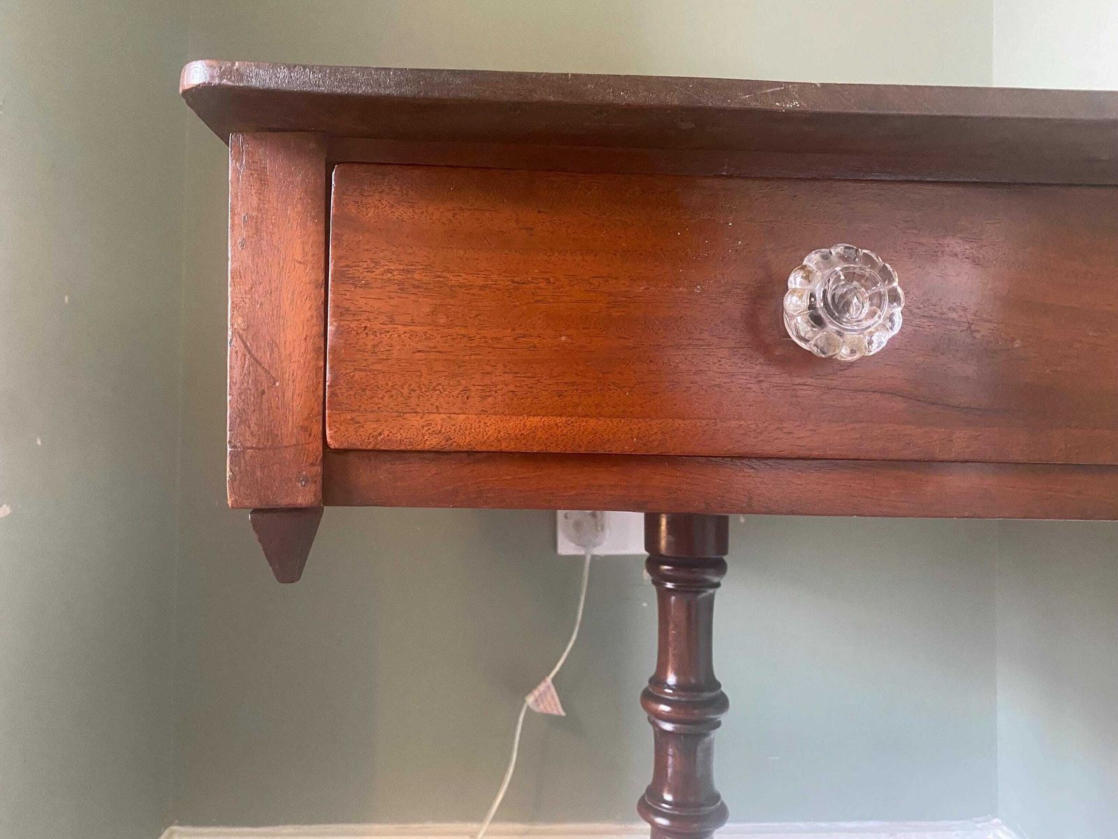 Antique Pedestal Table Occasional Table With Drawer Side Table photo vinterior