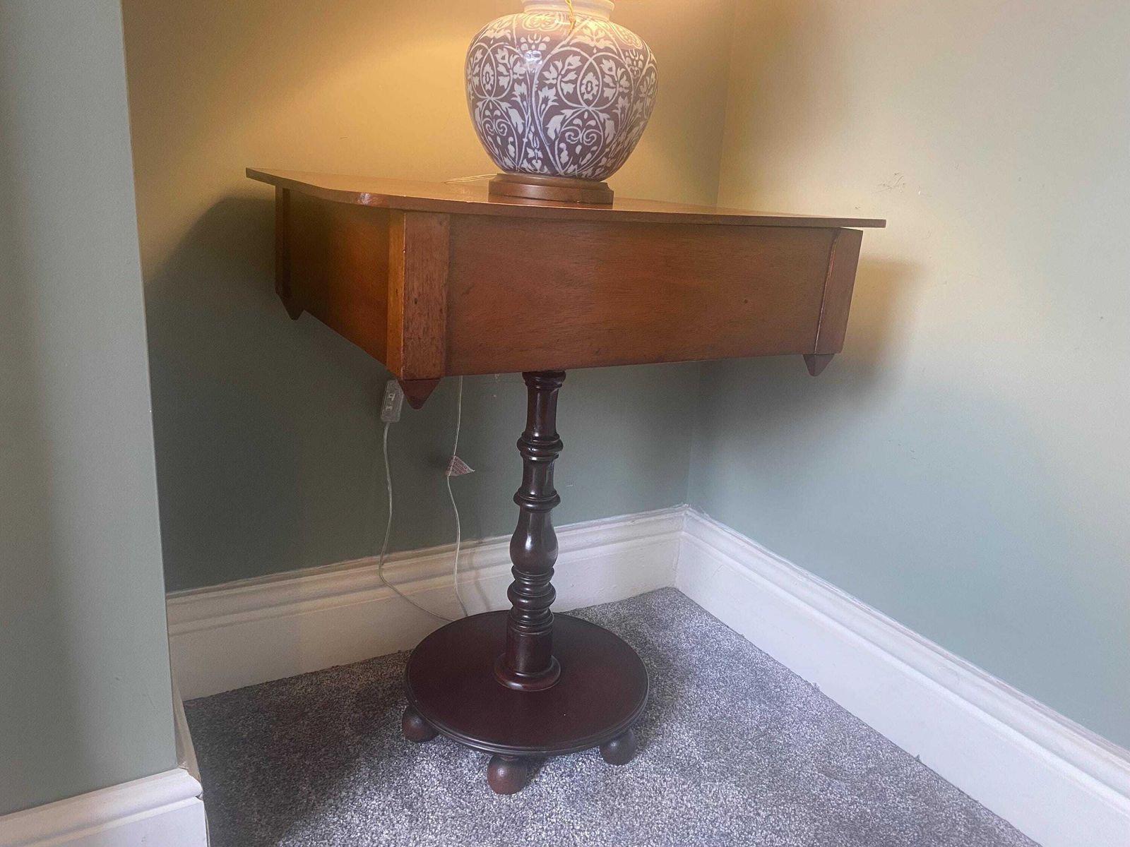 Antique Pedestal Table Occasional Table With Drawer Side Table photo buy