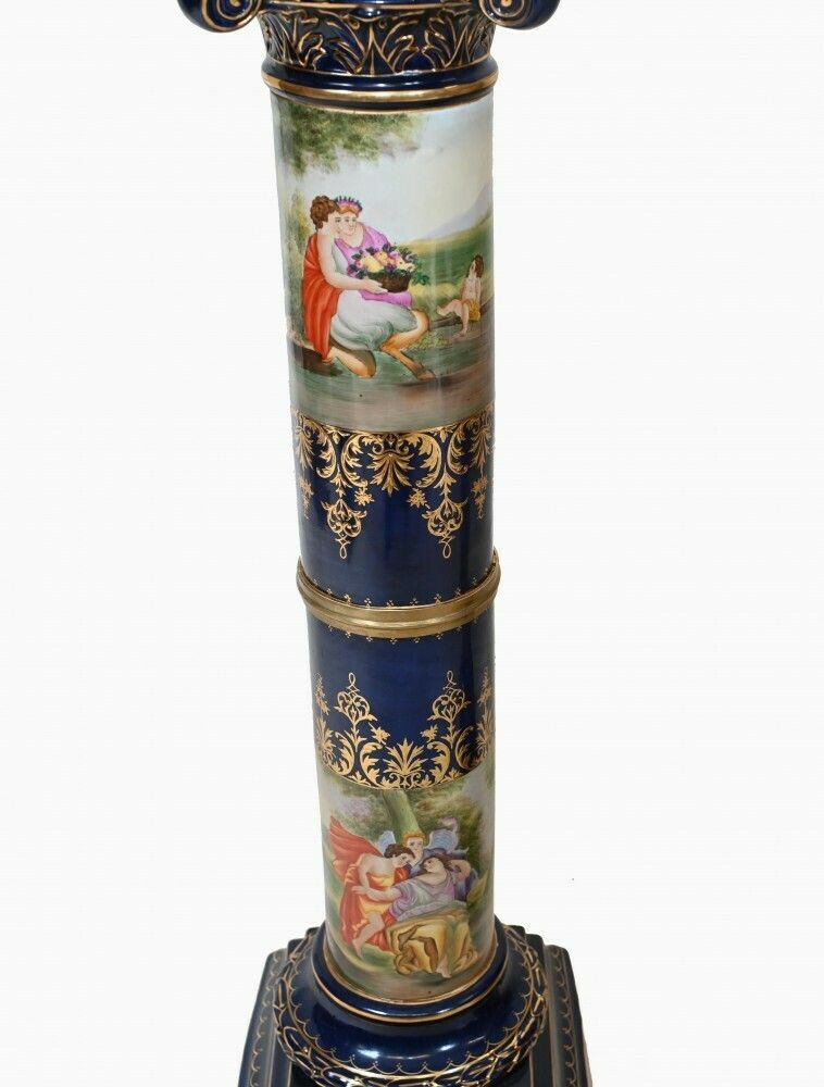 Pair French Porcelain Pedestal Stands Paris Sevres Tables photo for sale