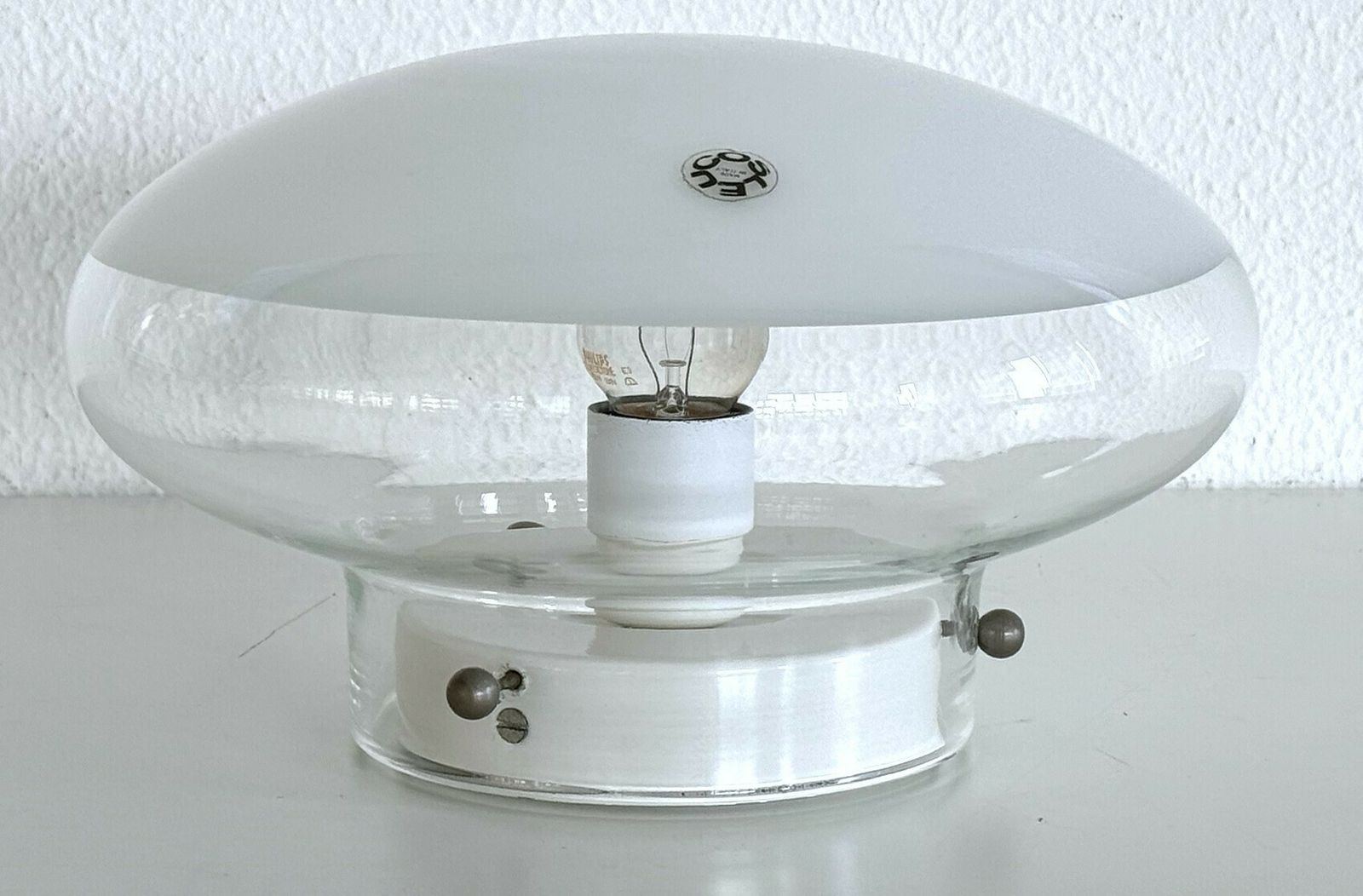Italian Midcentury Murano Glass Flush Mount By Roberto Pamio For Leucos, 1970