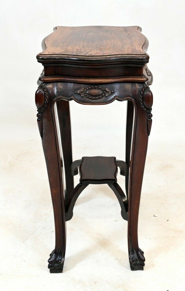 Vintage Chinese Hardwood Pedestal Stand Side Table 1930 photo furniture