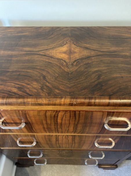 Art Deco Chest Of Drawers   Beautiful Veneer Pattern photo Furniture
