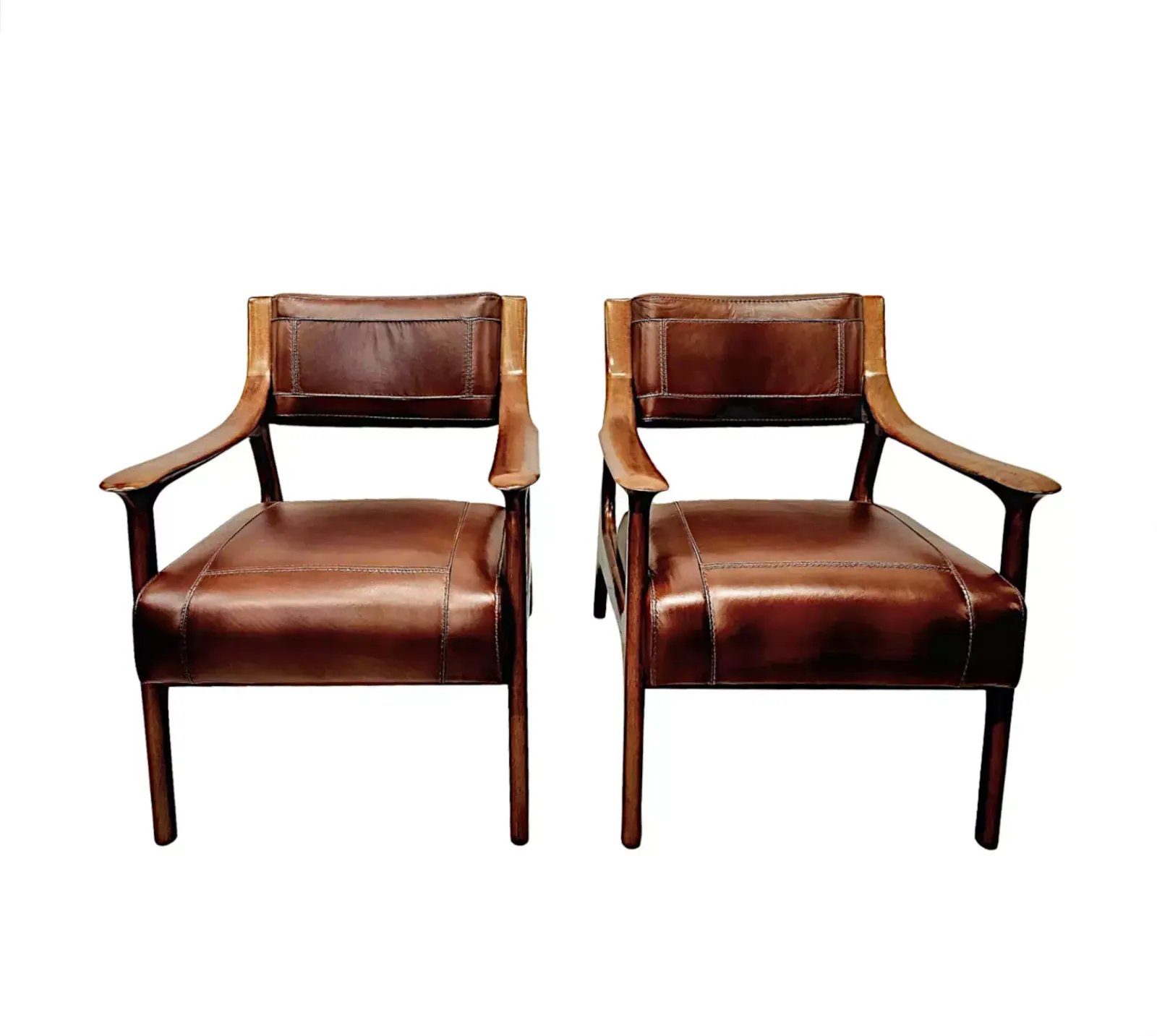 A Stunning Mid Century Design Leather And Cherrywood Armchair photo furniture