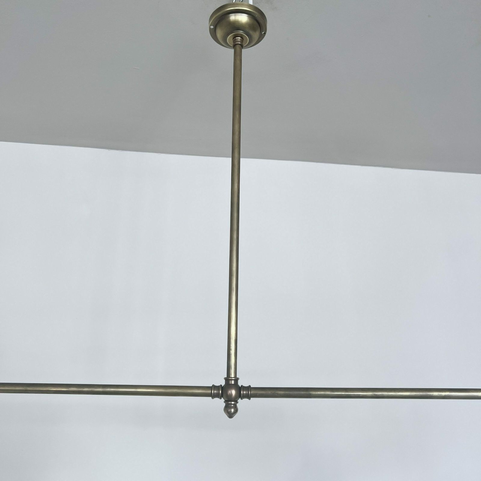Newly Made Antique Brushed Brass Pendant With White Conical Glass Shades photo buy