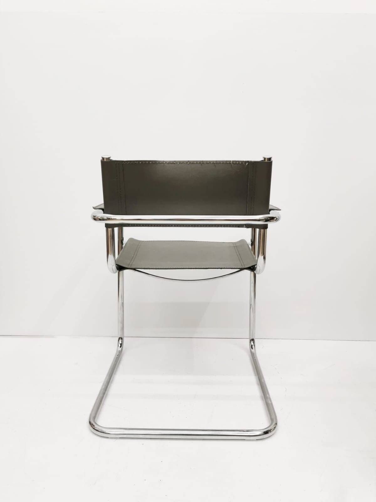 1 Of 2 Model Mg5 Centro Studi Desk Chair By Mart Stam & Marcel Breuer For Matteo Grassi, 1970s photo for sale