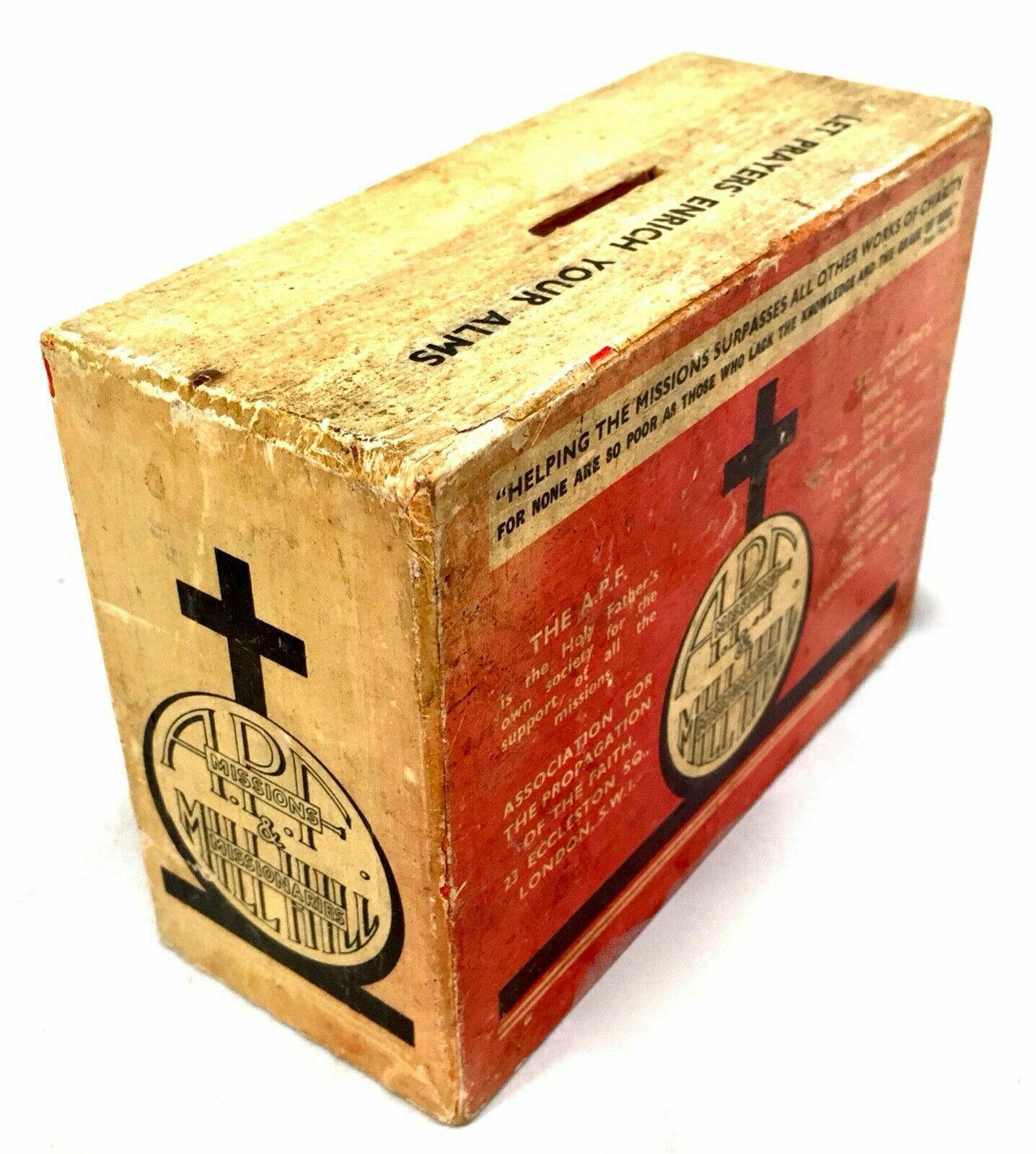 Antique Wooden Apf Church Missionary Society Box / Collection / Offering C.1900