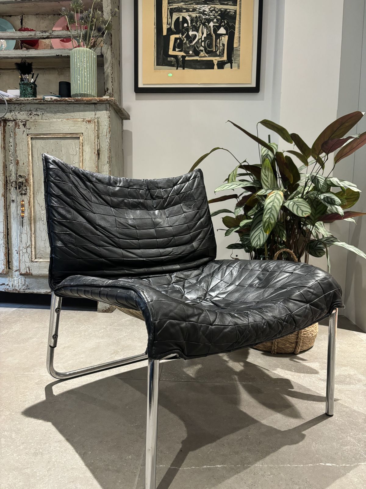 Scandinavian Mid Century Chair . Chrome And Leather Excellent Condition photo for sale