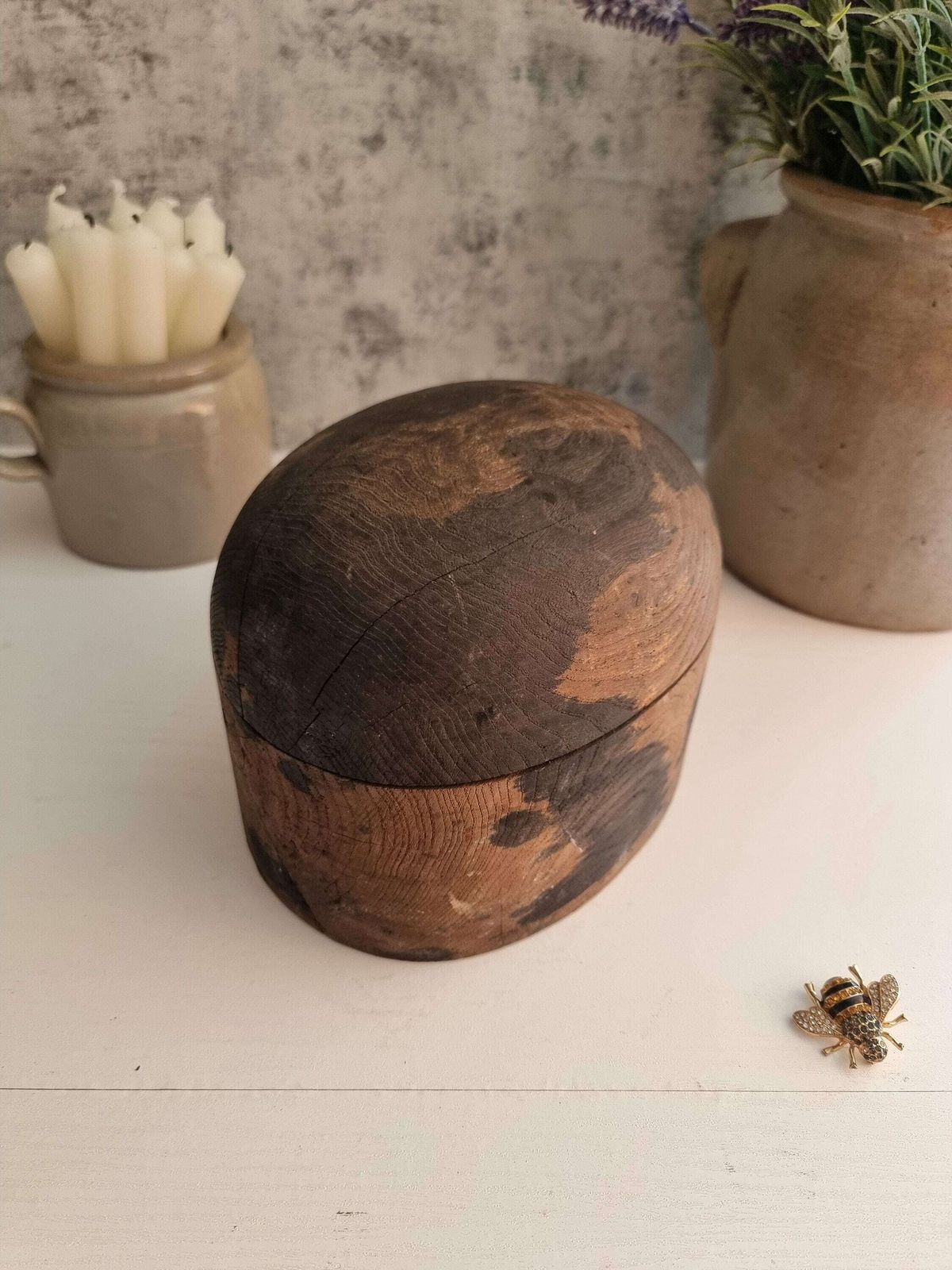 Antique French Wooden Hat Mold, Millinery Hat Block, Industrial Mold, Hat Block photo furniture