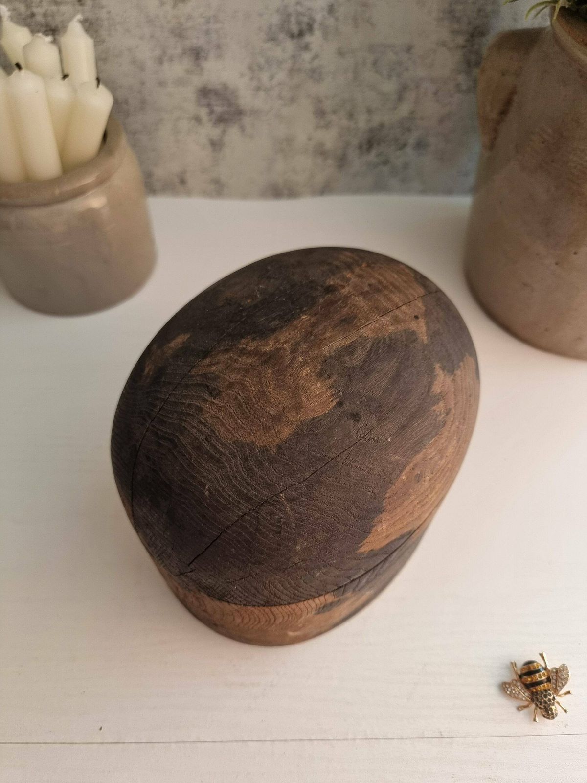Antique French Wooden Hat Mold, Millinery Hat Block, Industrial Mold, Hat Block photo for sale