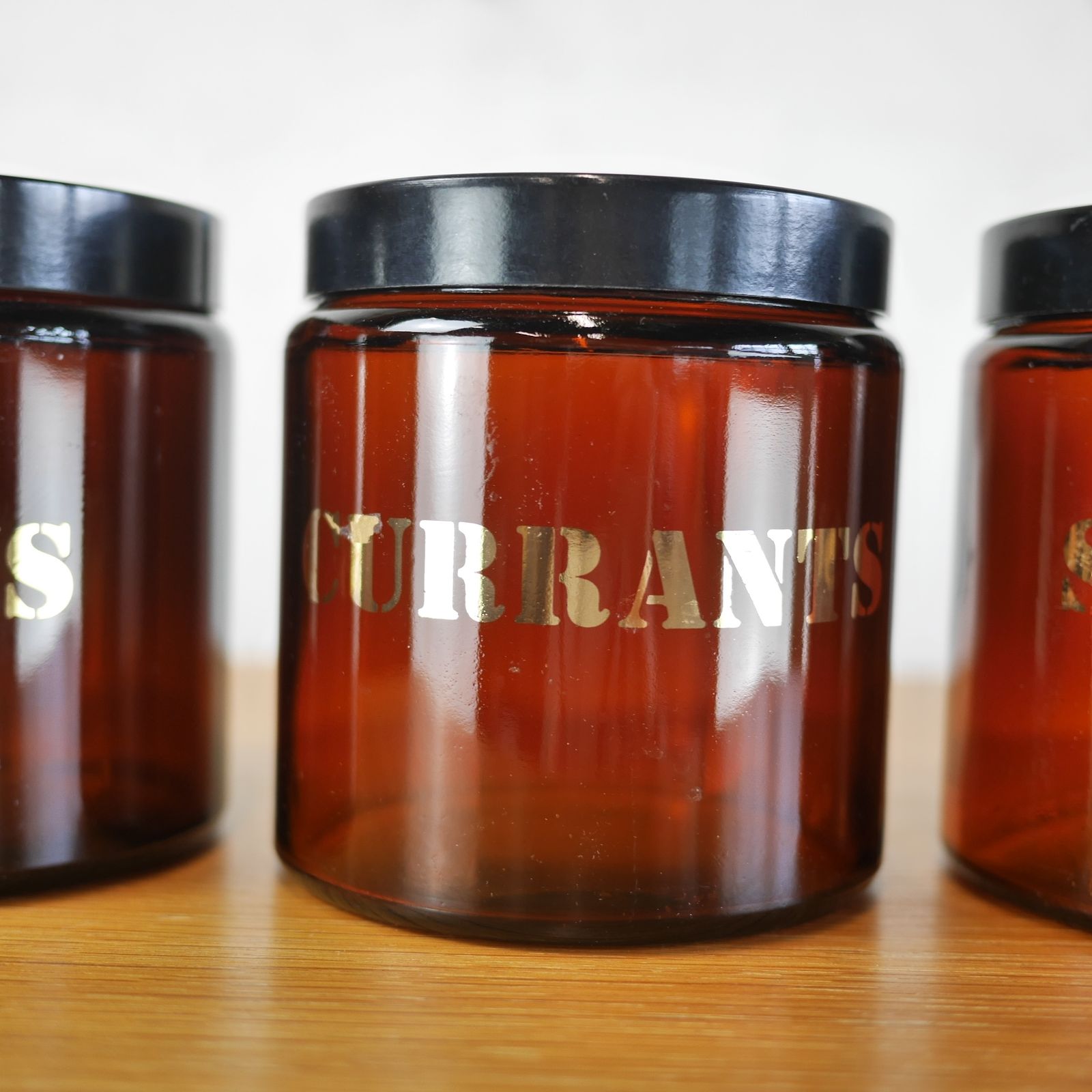 Set 3 Mid Century Brown Glass Storage Container Jar Currant photo 70.0