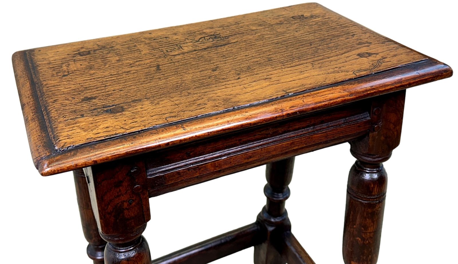 photo for sale 17th Century Rectangular Oak Joint Stool (England, Circa 1660)