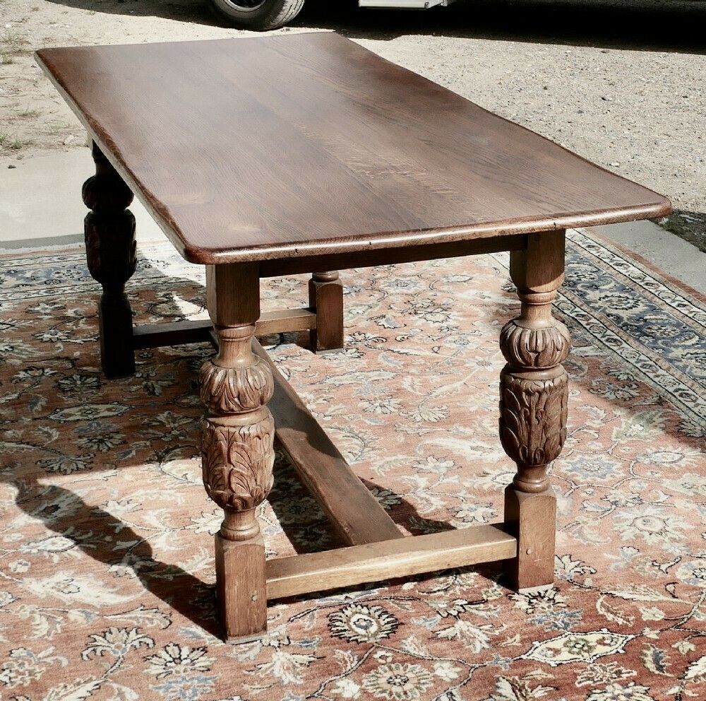 19th Century Farmhouse Gothic Oak Refectory Table photo for sale