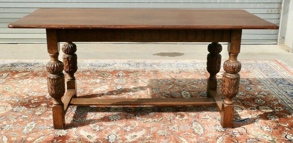 19th Century Farmhouse Gothic Oak Refectory Table photo vinterior