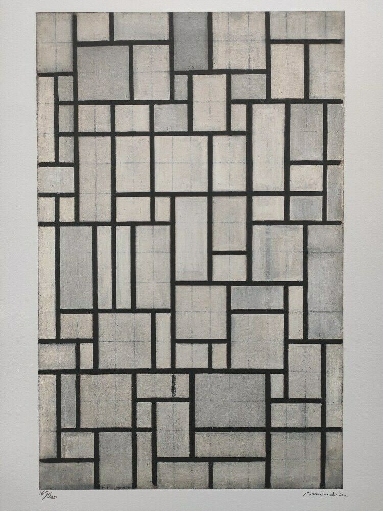 Piet Mondrian Signed   Composition With Red   Limited Edition With A Certificate