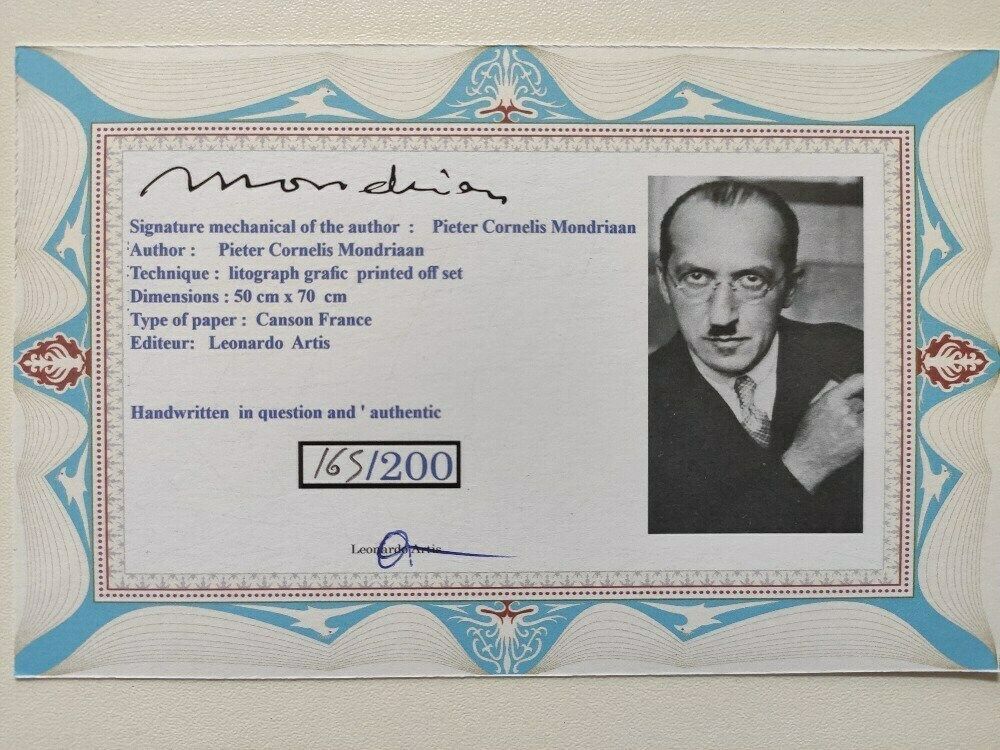 Piet Mondrian Signed   Composition With Red   Limited Edition With A Certificate photo Art