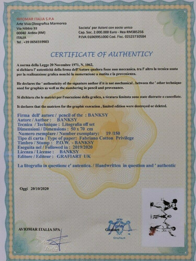 Banksy Signed   American Products: Napalm   Certificate photo for sale