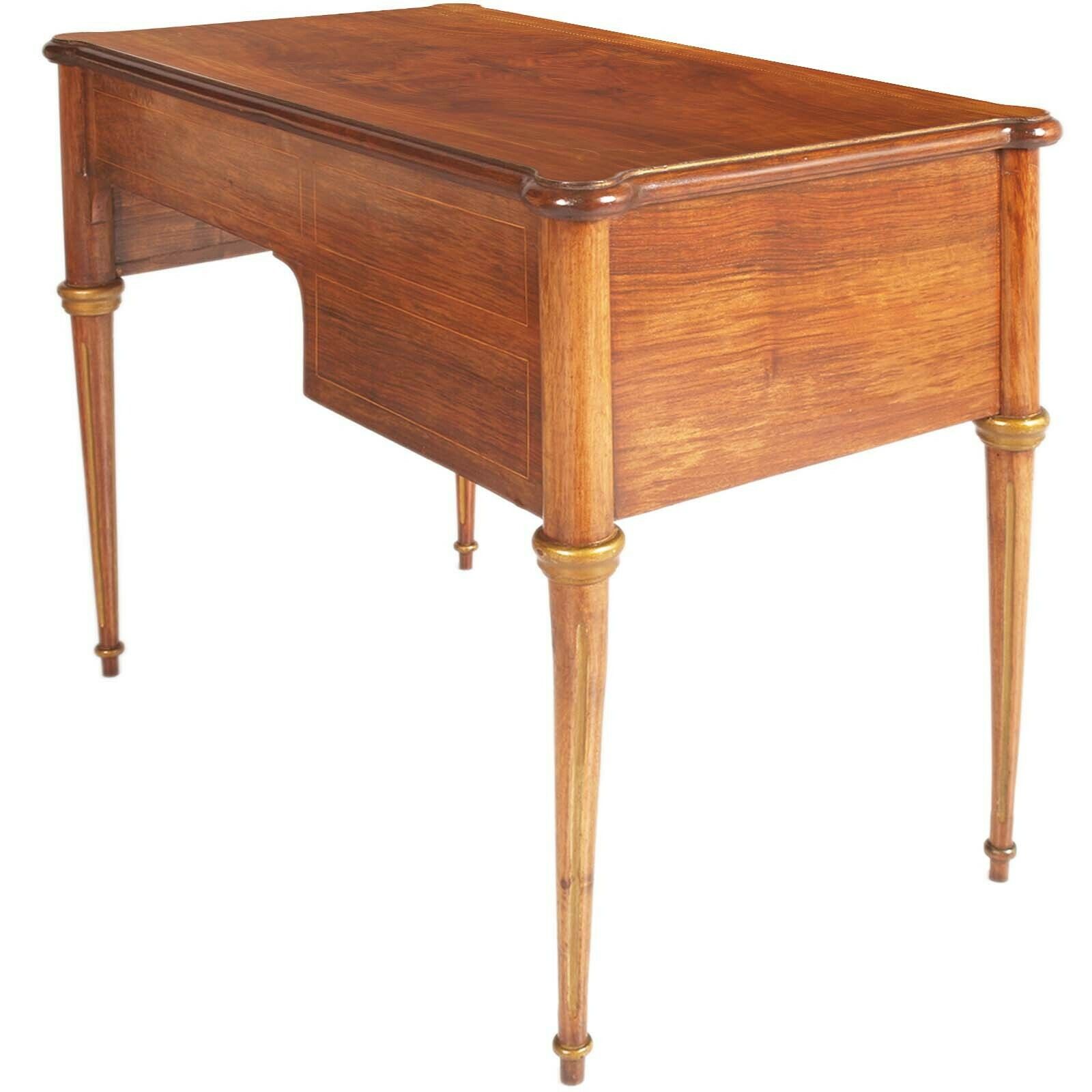 Neoclassical Blond Walnut & Flame Applied Walnut Burl Desk, Late 1800s photo for sale