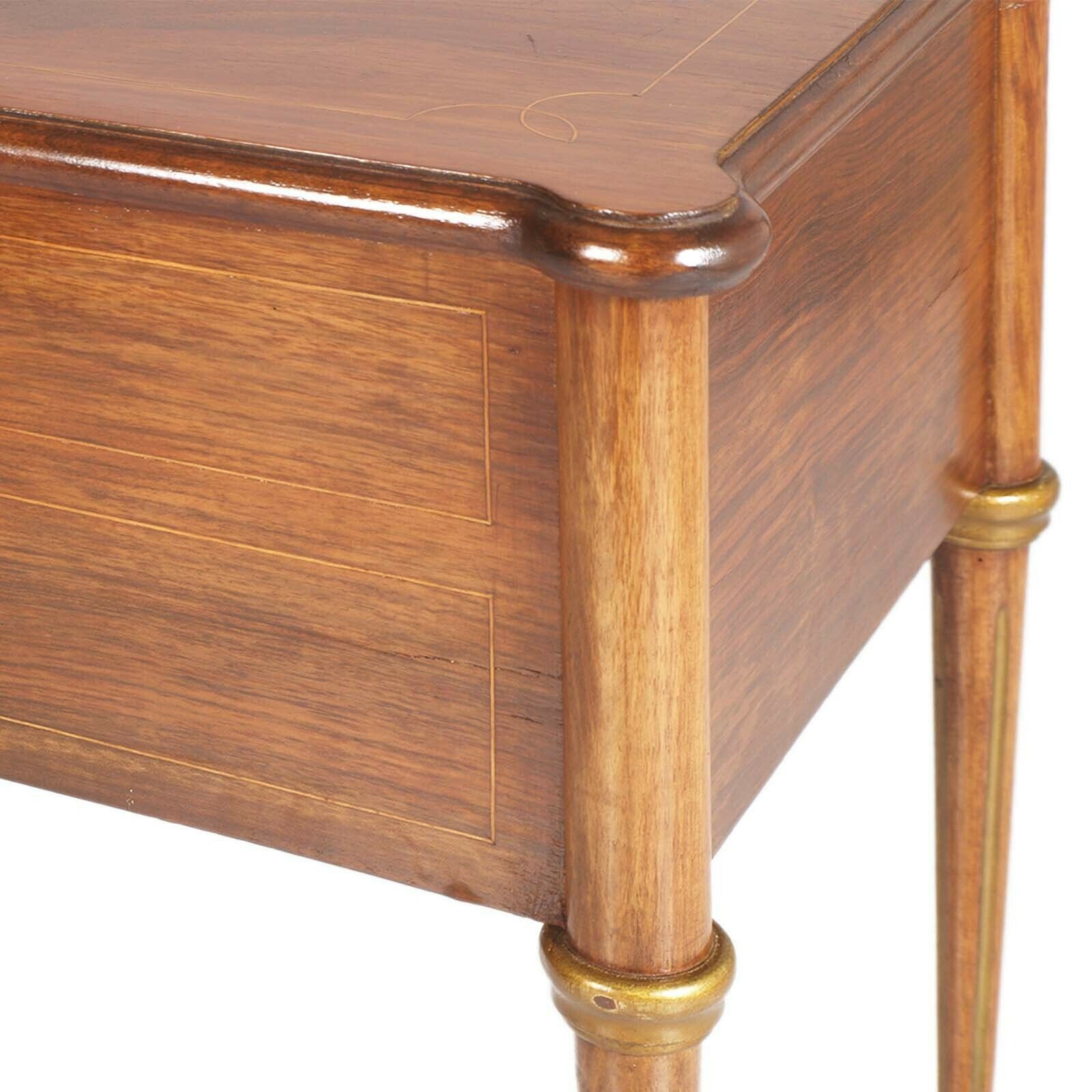 Neoclassical Blond Walnut & Flame Applied Walnut Burl Desk, Late 1800s photo vintage