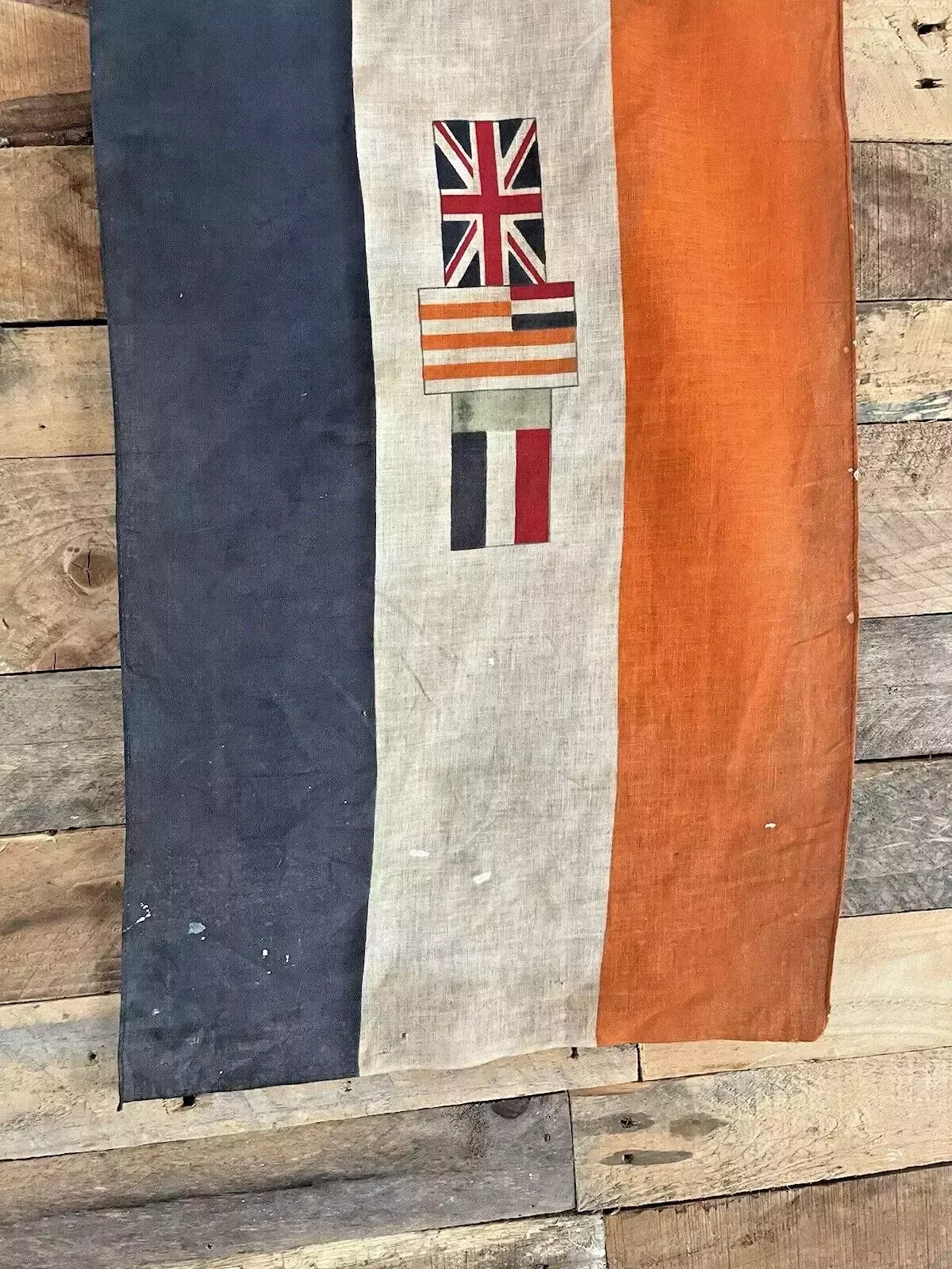 photo for sale Antique British Empire South Africa Flag & Pole Decorative Vintage Wall Hanging