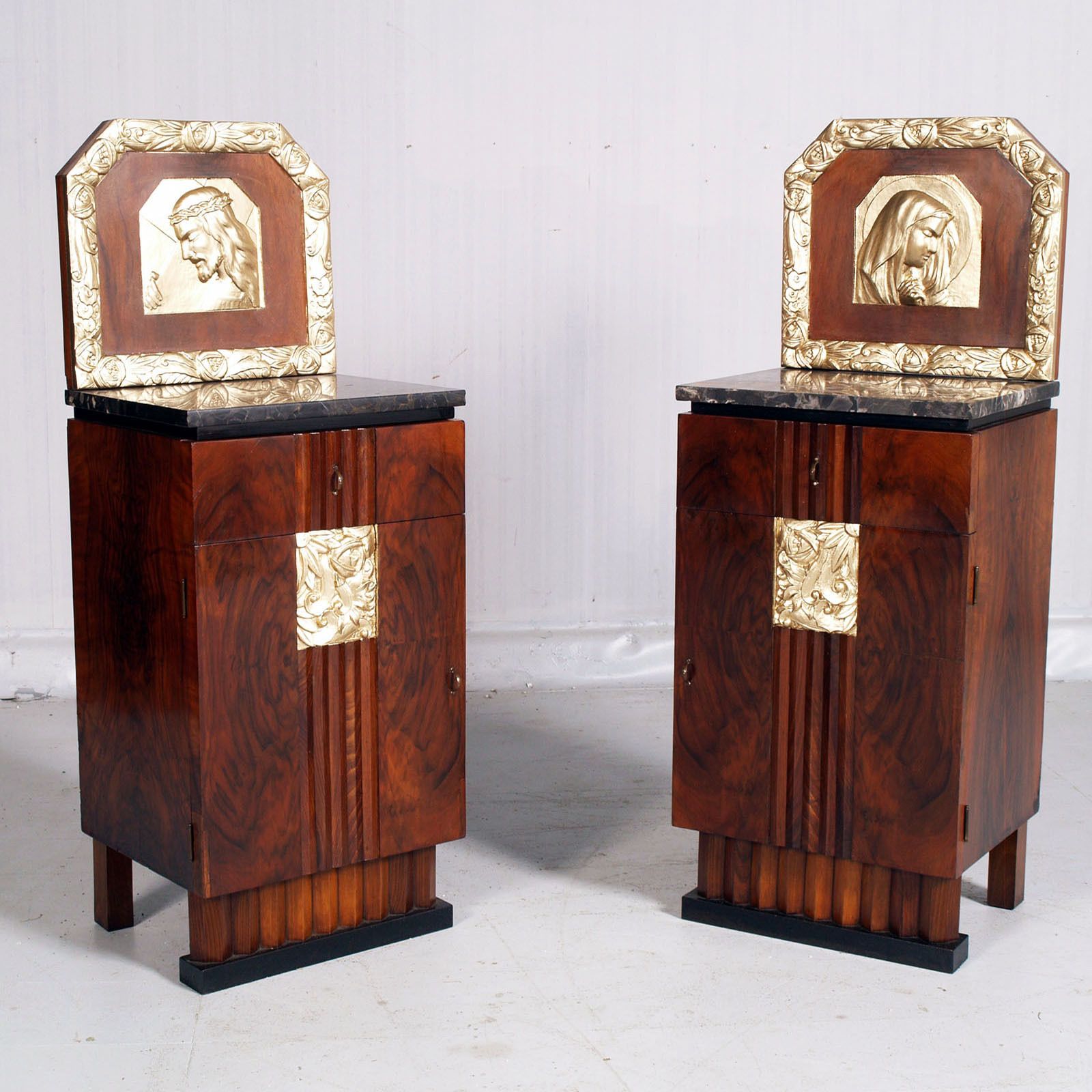 photo for sale Art Deco Double Bed & Nightstands By Atelier Varedo, Gino Maggioni Attributed.