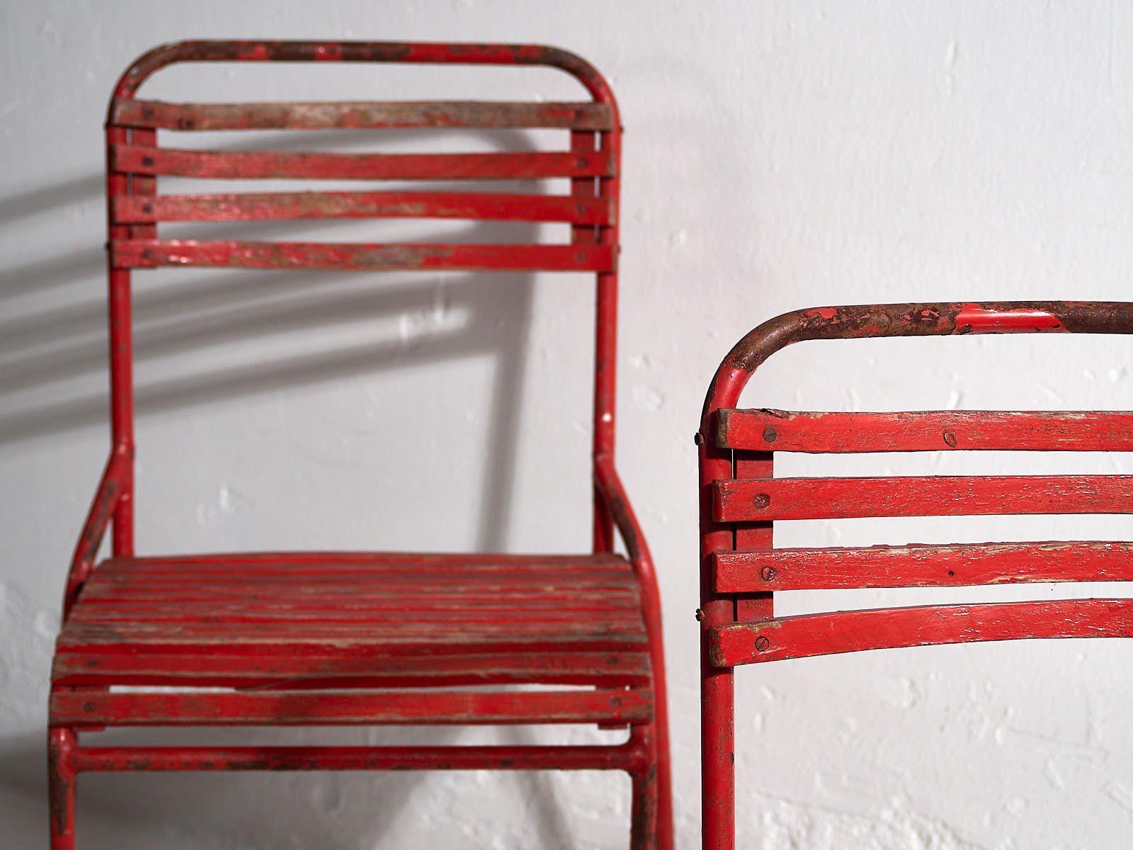 Antique Red Garden Chairs (C.1920). Set Of 4 Pieces photo buy