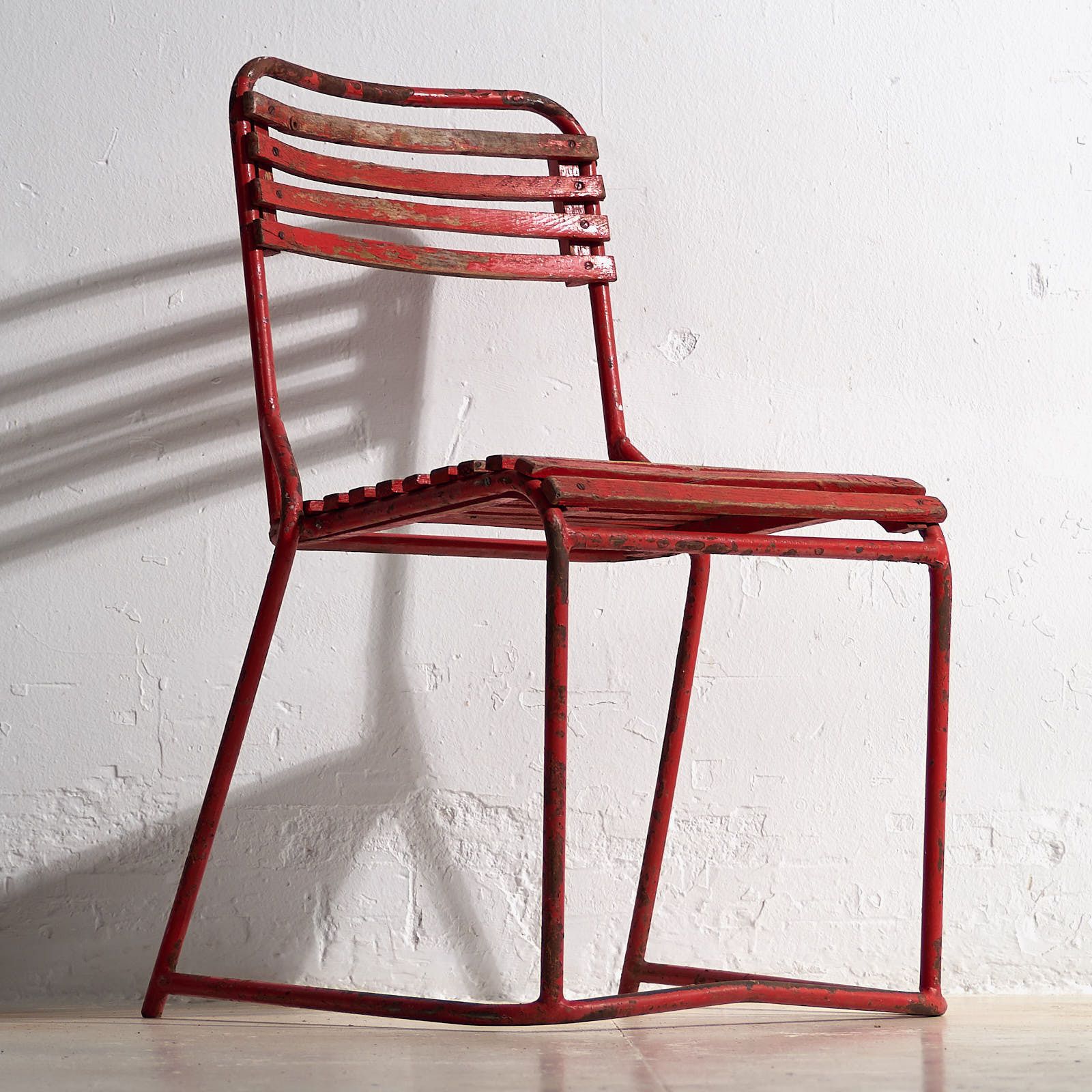 photo furniture Antique Red Garden Chairs (C.1920). Set Of 4 Pieces