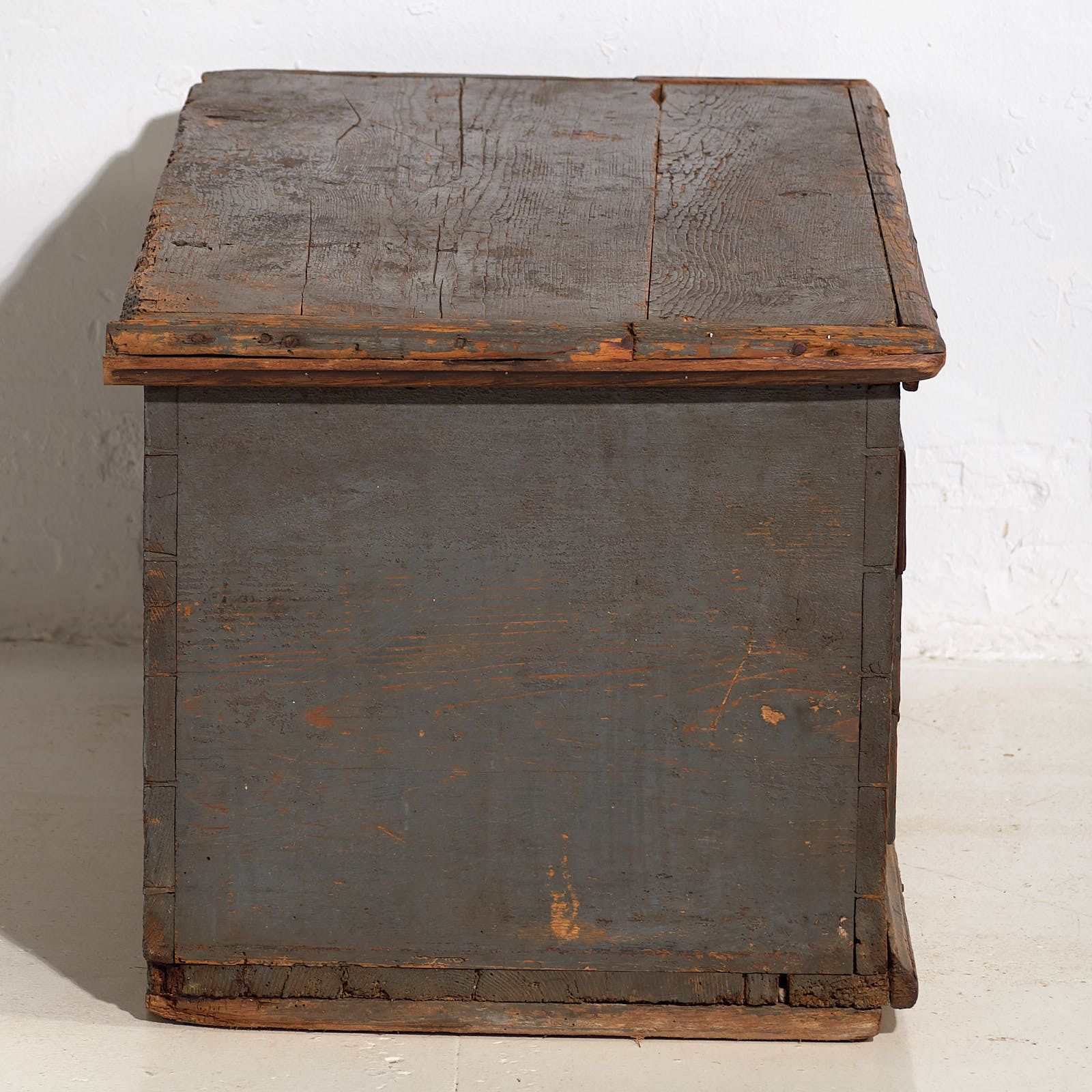 Antique Trunk With Pearl Gray Patina (C.1900) #28 photo furniture