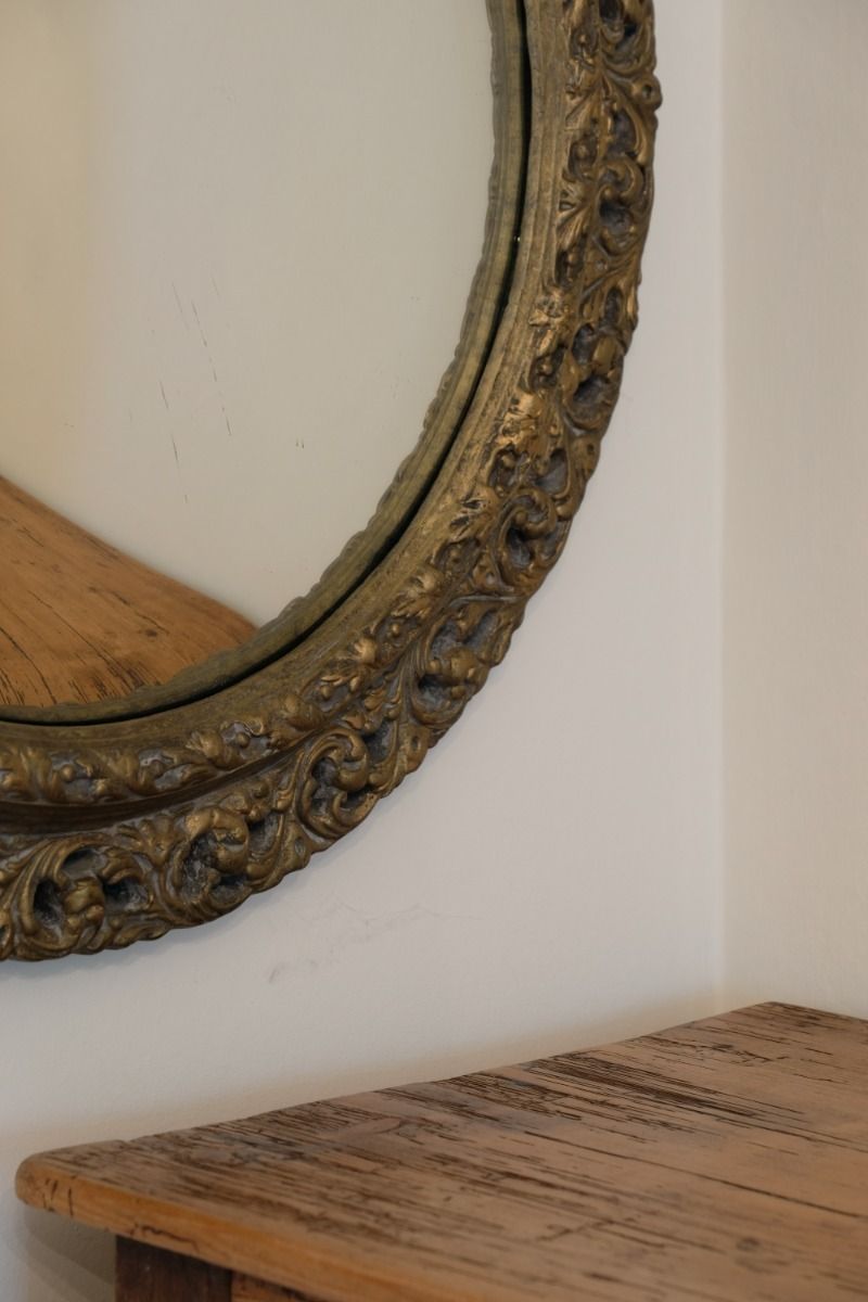 19th Century Round Convex Mirror With Pierced Giltwood Frame photo vinterior