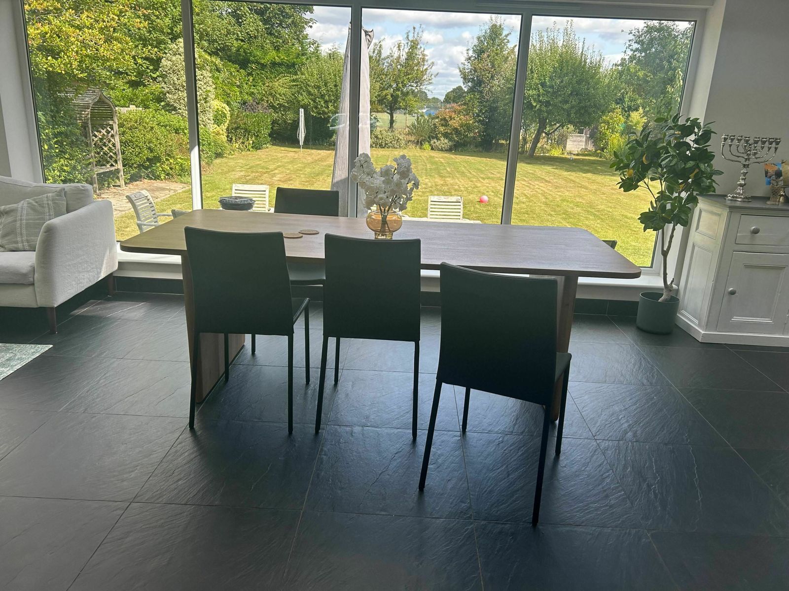 Brand New Set Of 4 Ligne Roset Black Dining Chairs