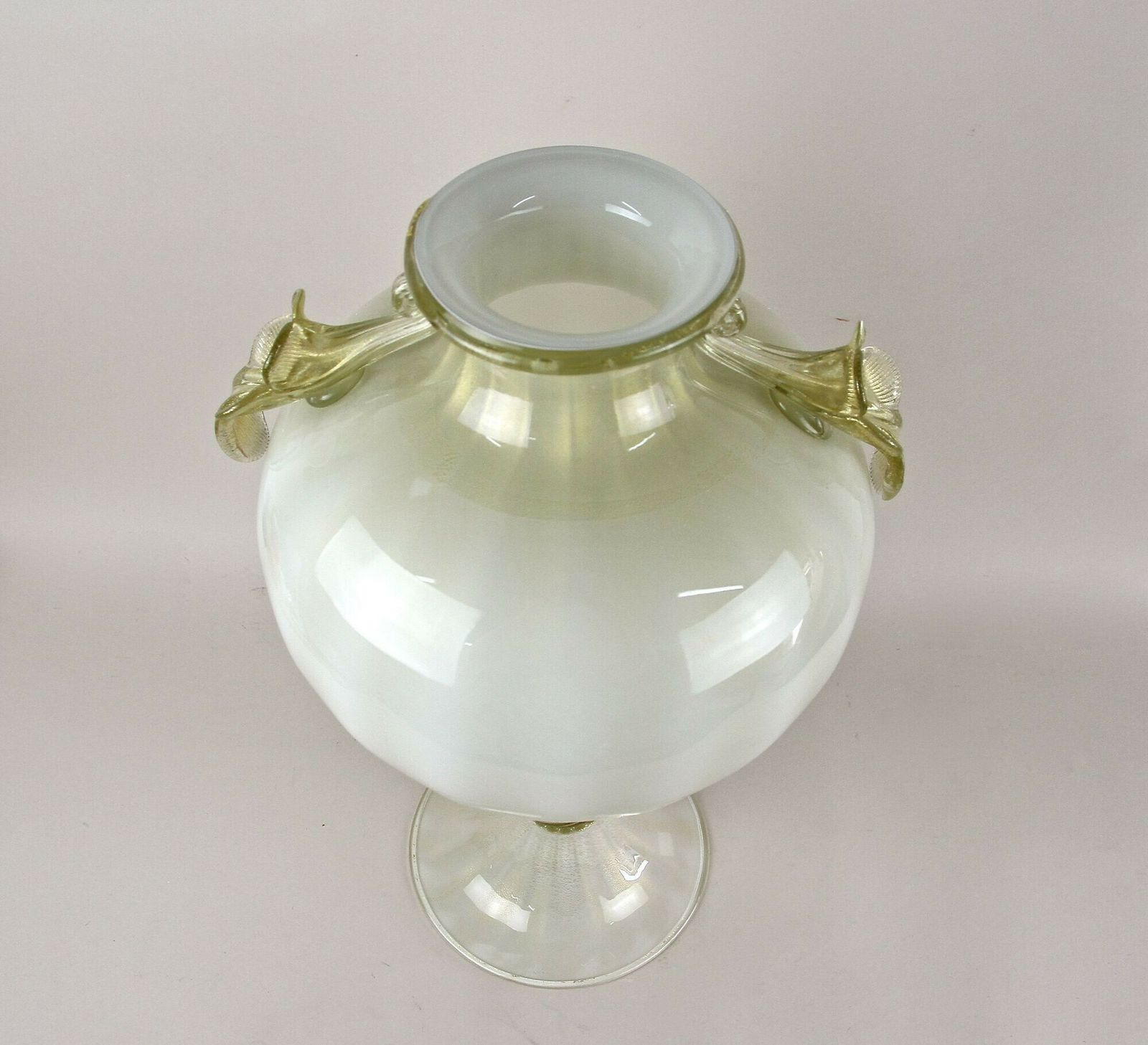 photo vintage 21th Century Golden/ Beige Murano Amphora Vase By Gabbiani Venezia, Italy