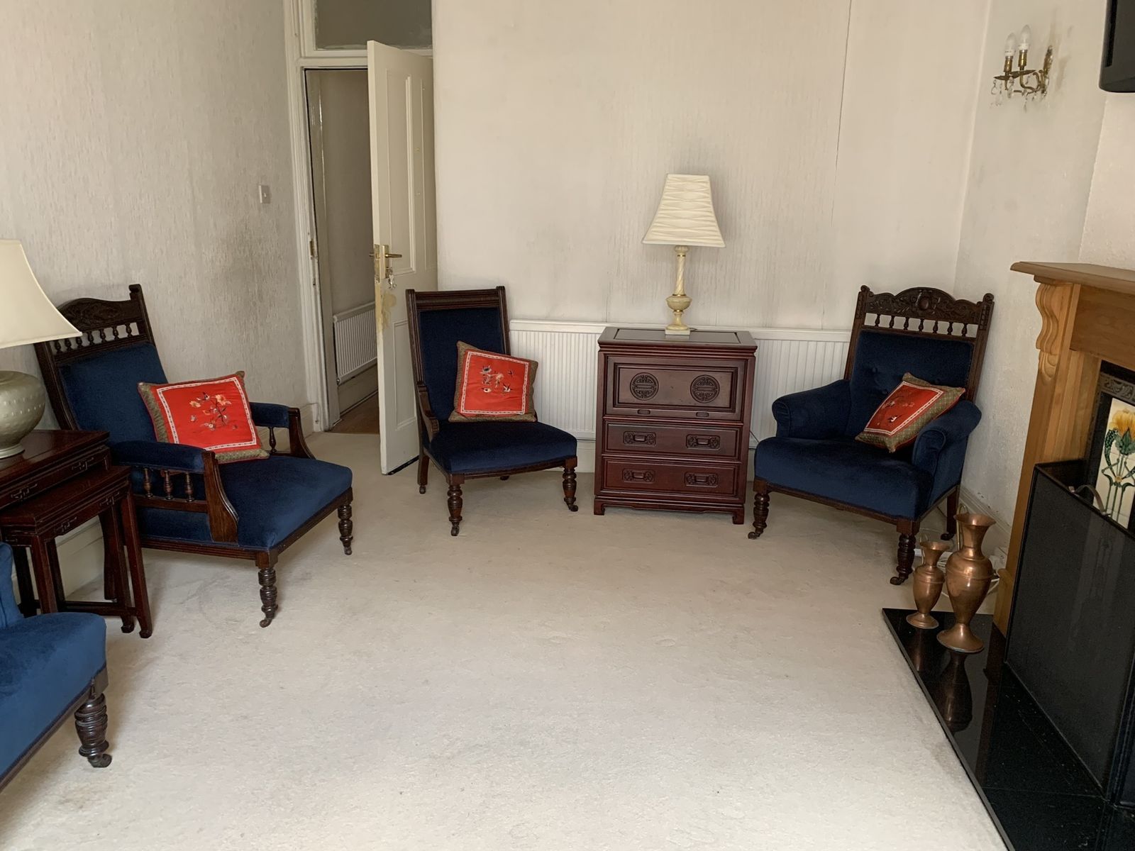 Vintage Chairs In Excellent Condition   Velvet Blue photo furniture