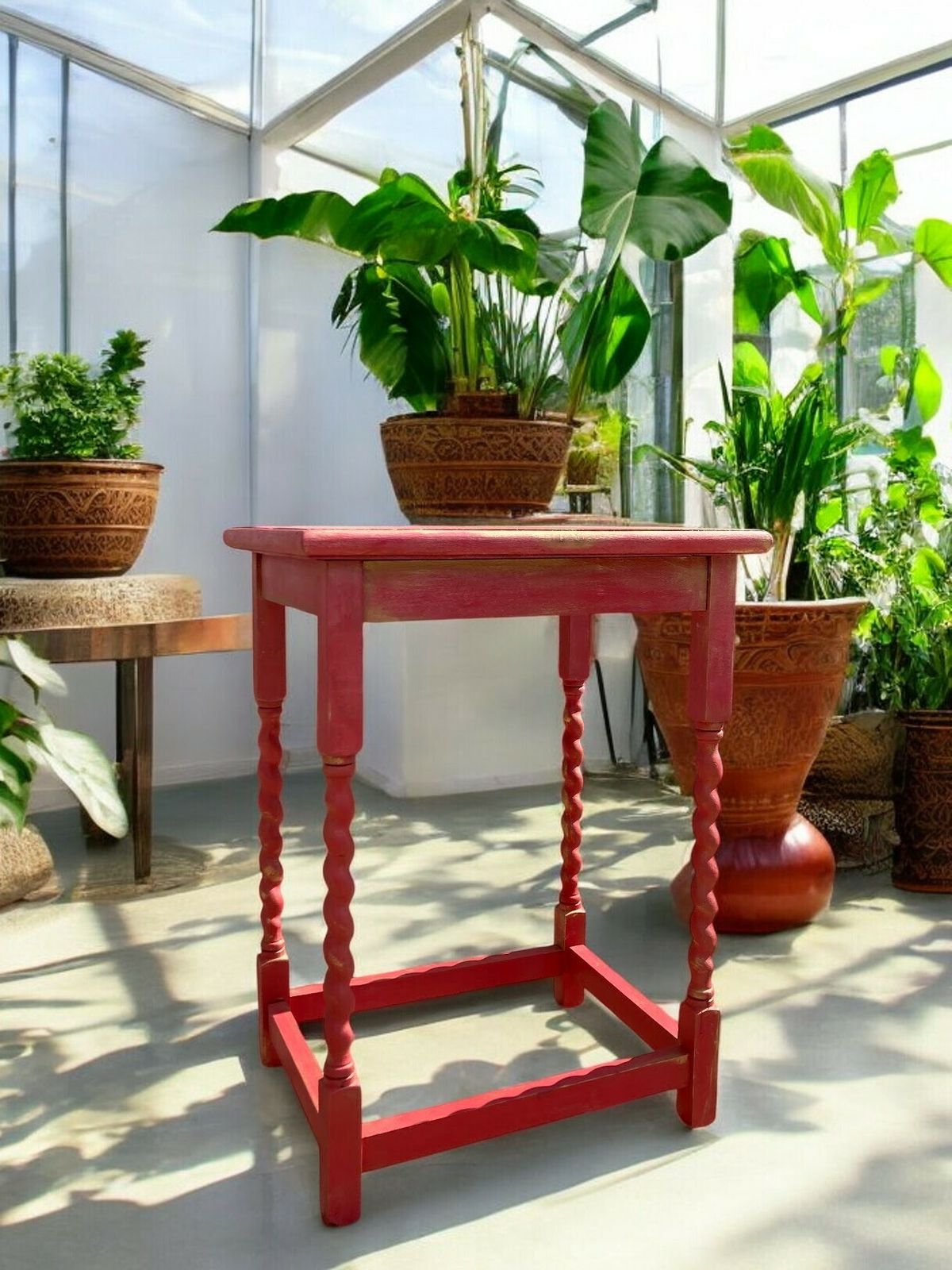 photo for sale Upcycled Barley Leg Side Table In Hot Ombre Pink