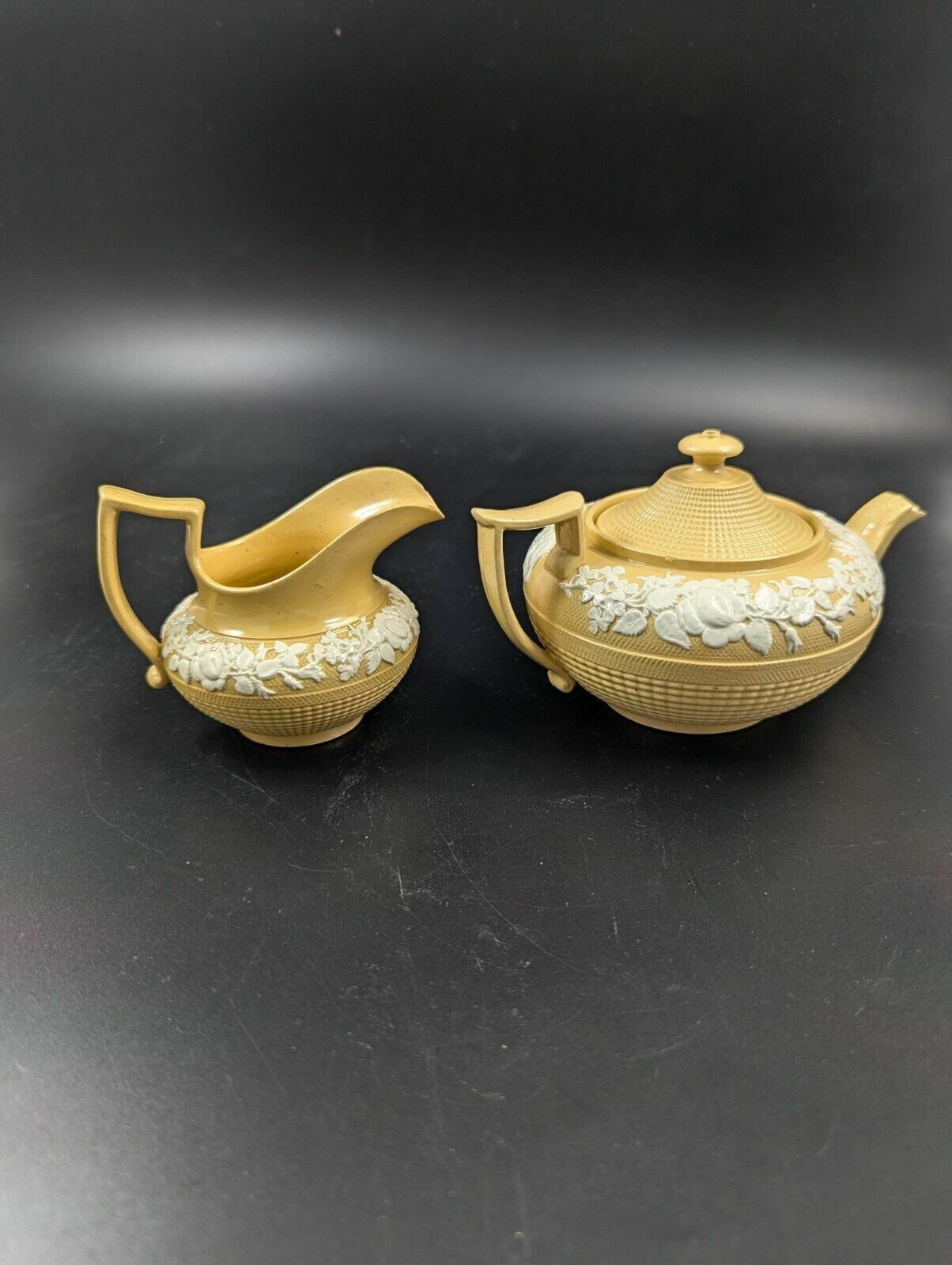 Antique Teapot And Creamer, W. Hackwood Style, Wedgwood, C. 1823 photo Home Decor