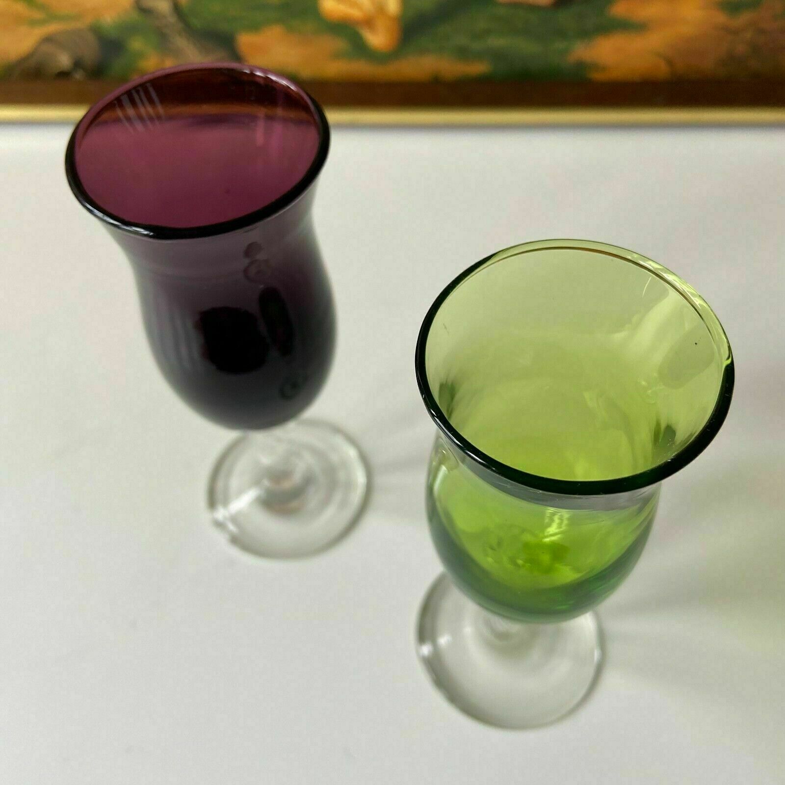 A Pair Murano Tined Glass Flutes Coloured Glass Goblets, Years 1960s photo Home Decor