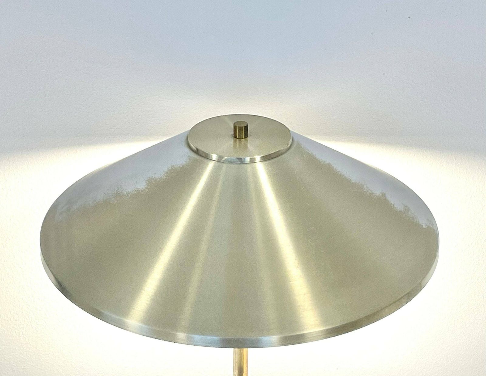 Stylish Vintage Danish Design Mid Century Modern Table Lamp In Gold Coloured Aluminium By Vitrika, Denmark photo 356.0