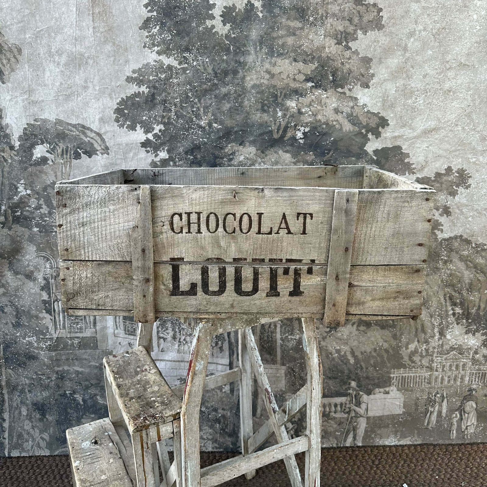 Rare “Louit Freres & Co   Bordeaux” Chocolat Louit Wooden Crate   French Antique photo Home Decor