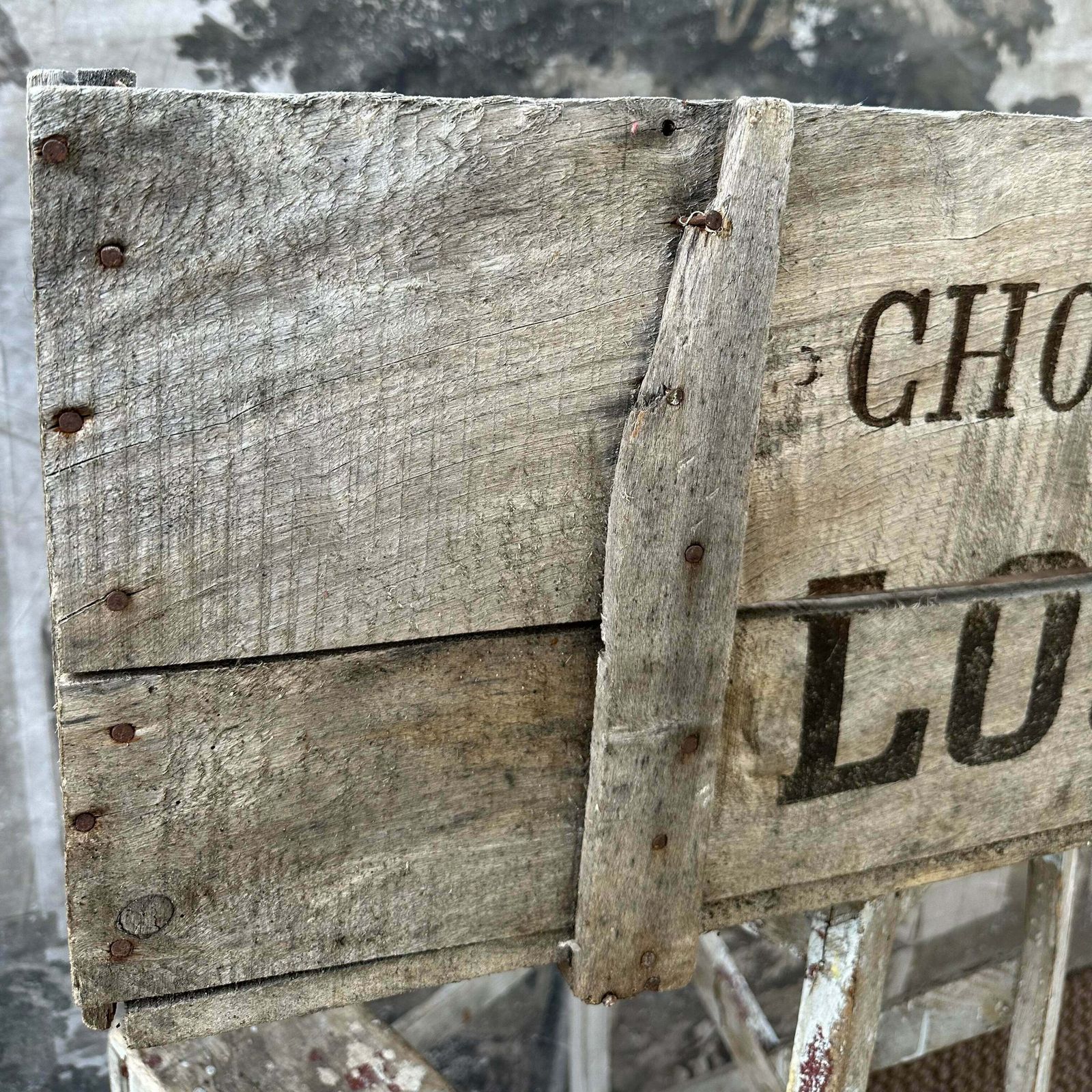 Rare “Louit Freres & Co   Bordeaux” Chocolat Louit Wooden Crate   French Antique photo 195.0