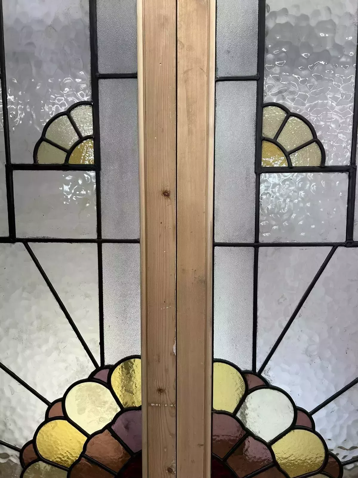 photo vintage Art Deco Stained Glass Doors Antique Period Reclaimed Old French Lead Double Set
