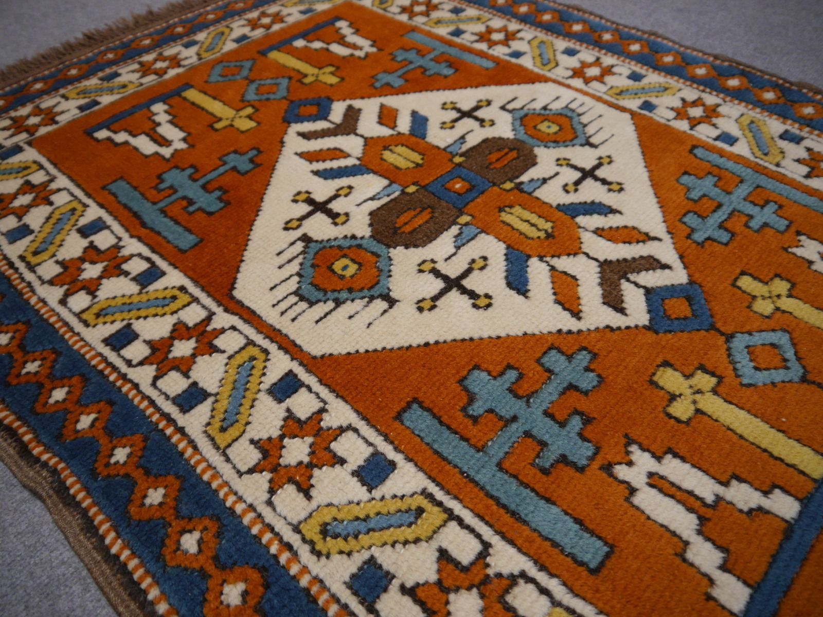 13392 Kazak Kars Vintage Turkish Rug 4 X 2.8 Ft / 122 X 85 Cm photo Textiles